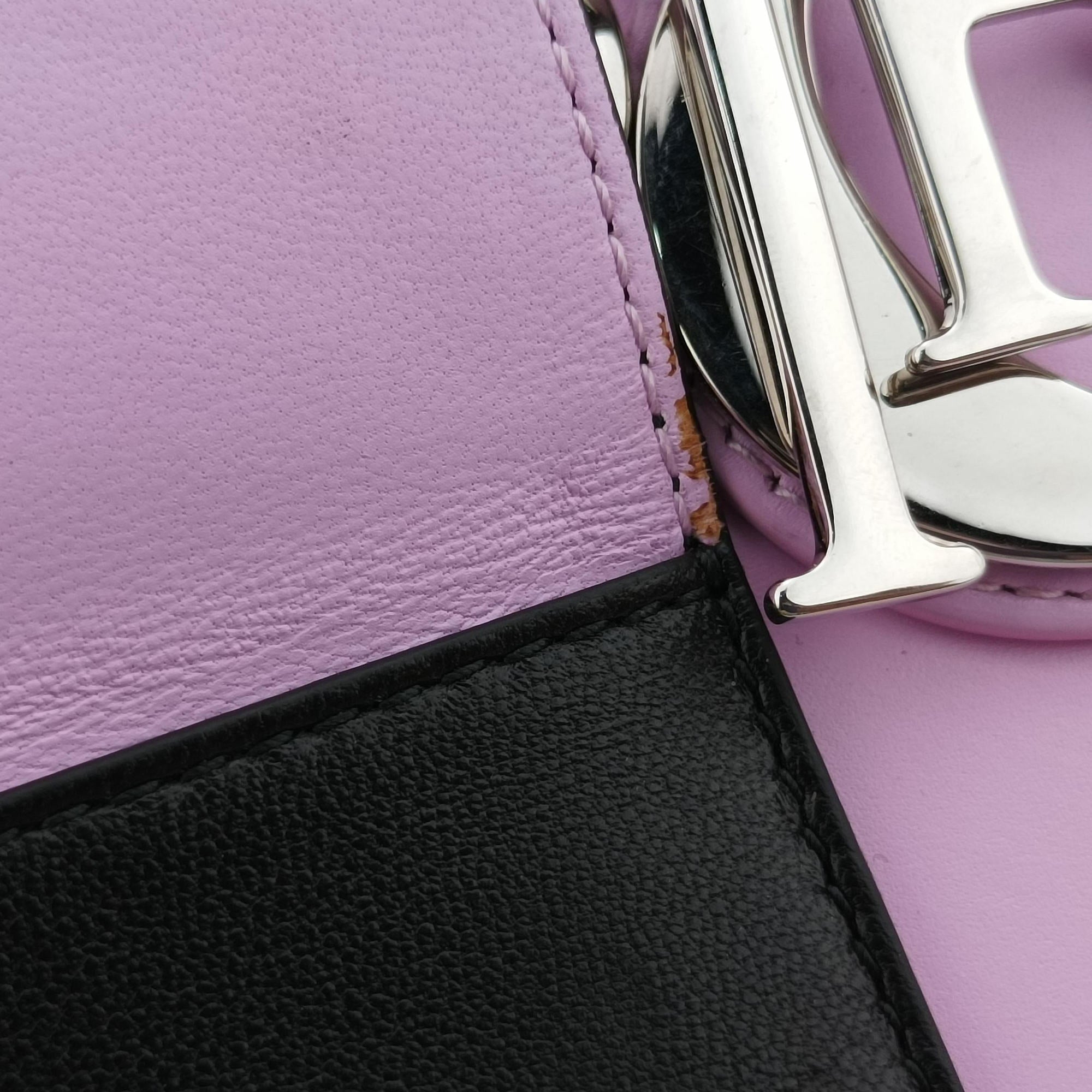Pre-owned Christian Dior Lady Dior Pink × Black × Magenta Leather  shoulderbag | stylenewstar