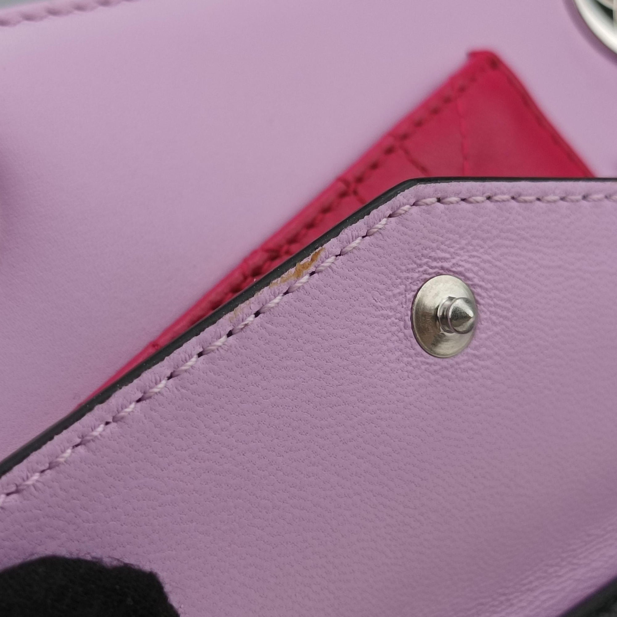 Pre-owned Christian Dior Lady Dior Pink × Black × Magenta Leather  shoulderbag | stylenewstar