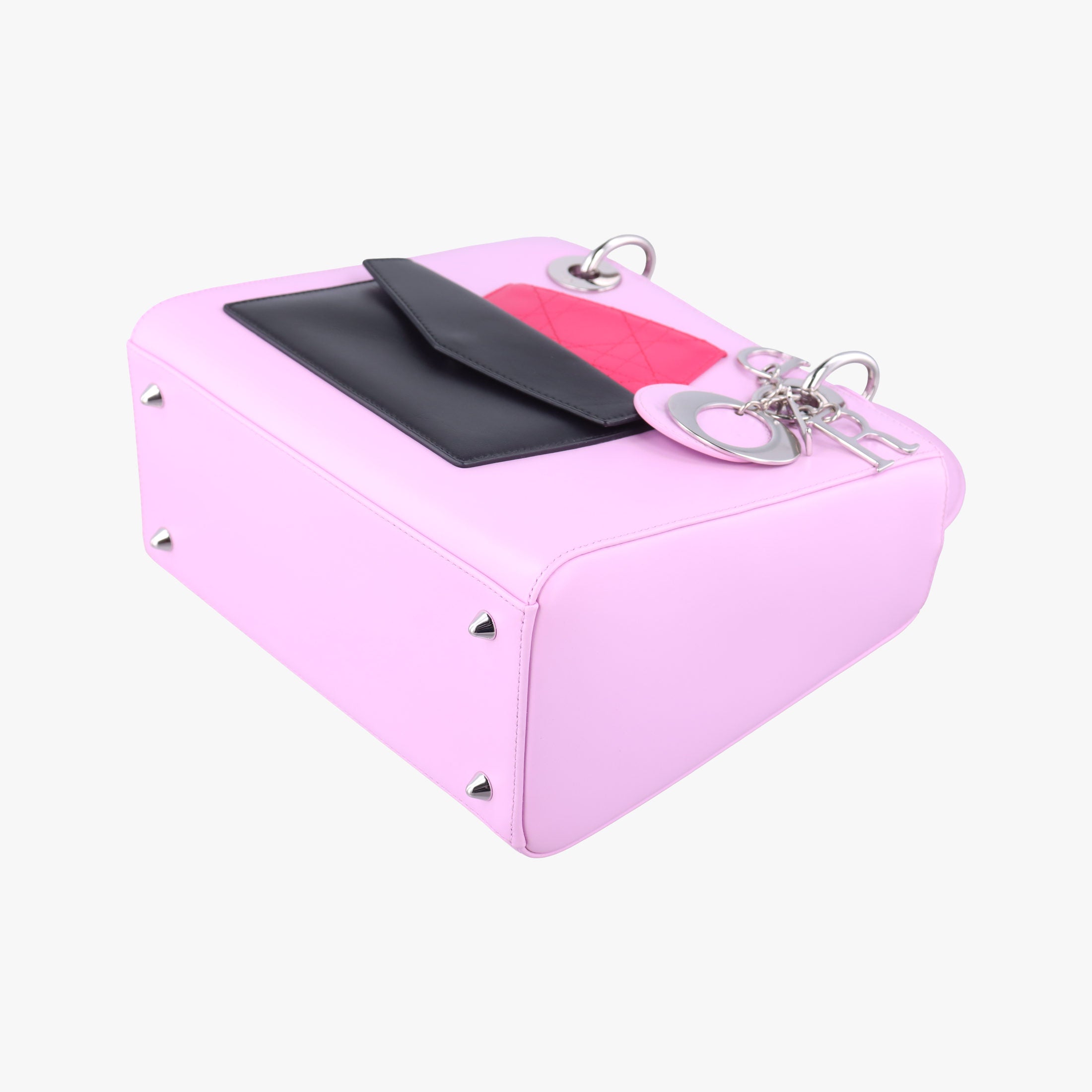 Pre-owned Christian Dior Lady Dior Pink × Black × Magenta Leather  shoulderbag | stylenewstar