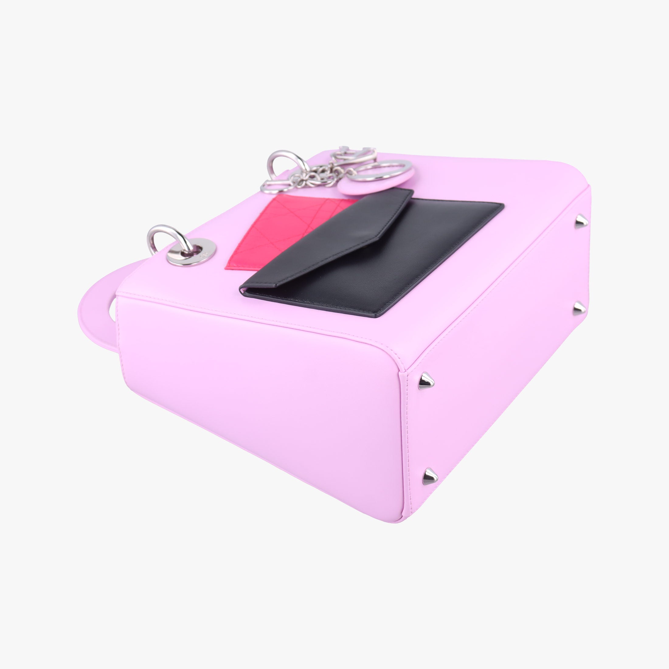 Pre-owned Christian Dior Lady Dior Pink × Black × Magenta Leather  shoulderbag | stylenewstar