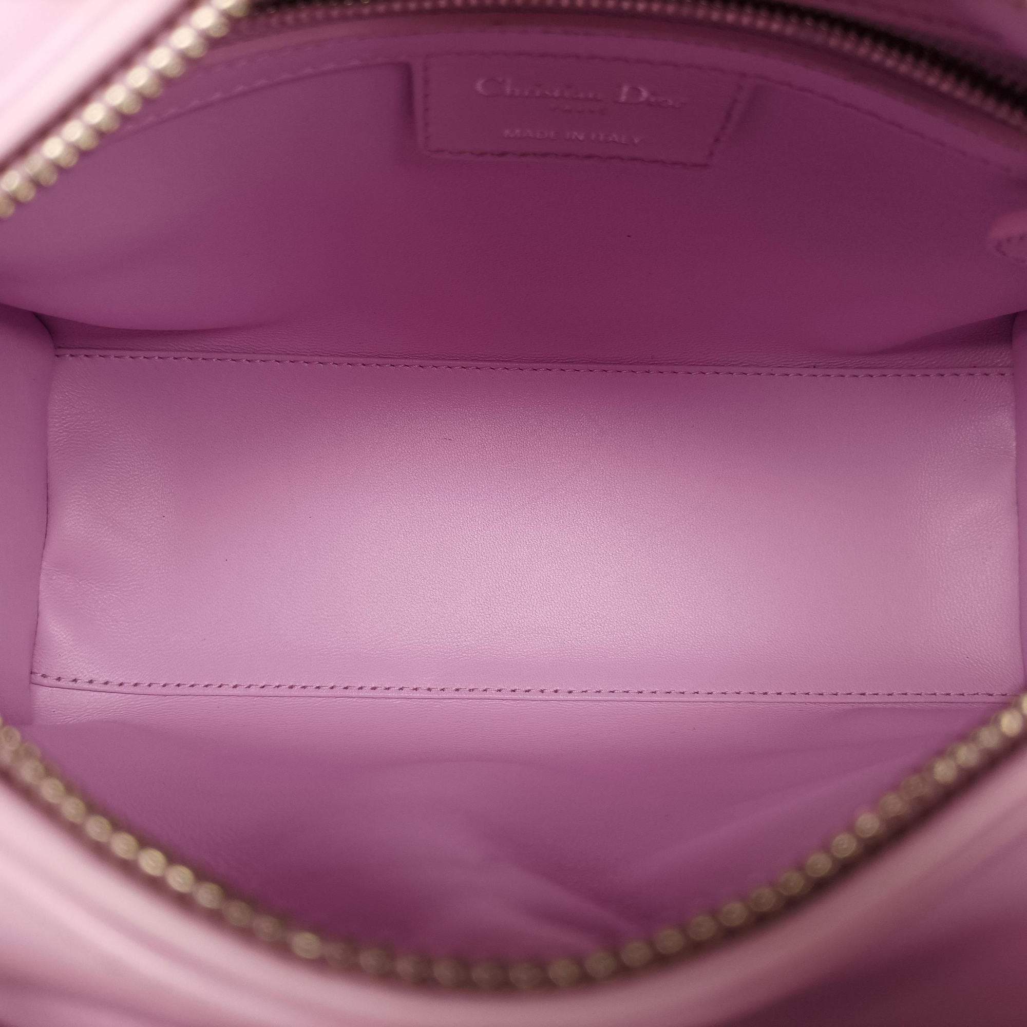 Pre-owned Christian Dior Lady Dior Pink × Black × Magenta Leather  shoulderbag | stylenewstar