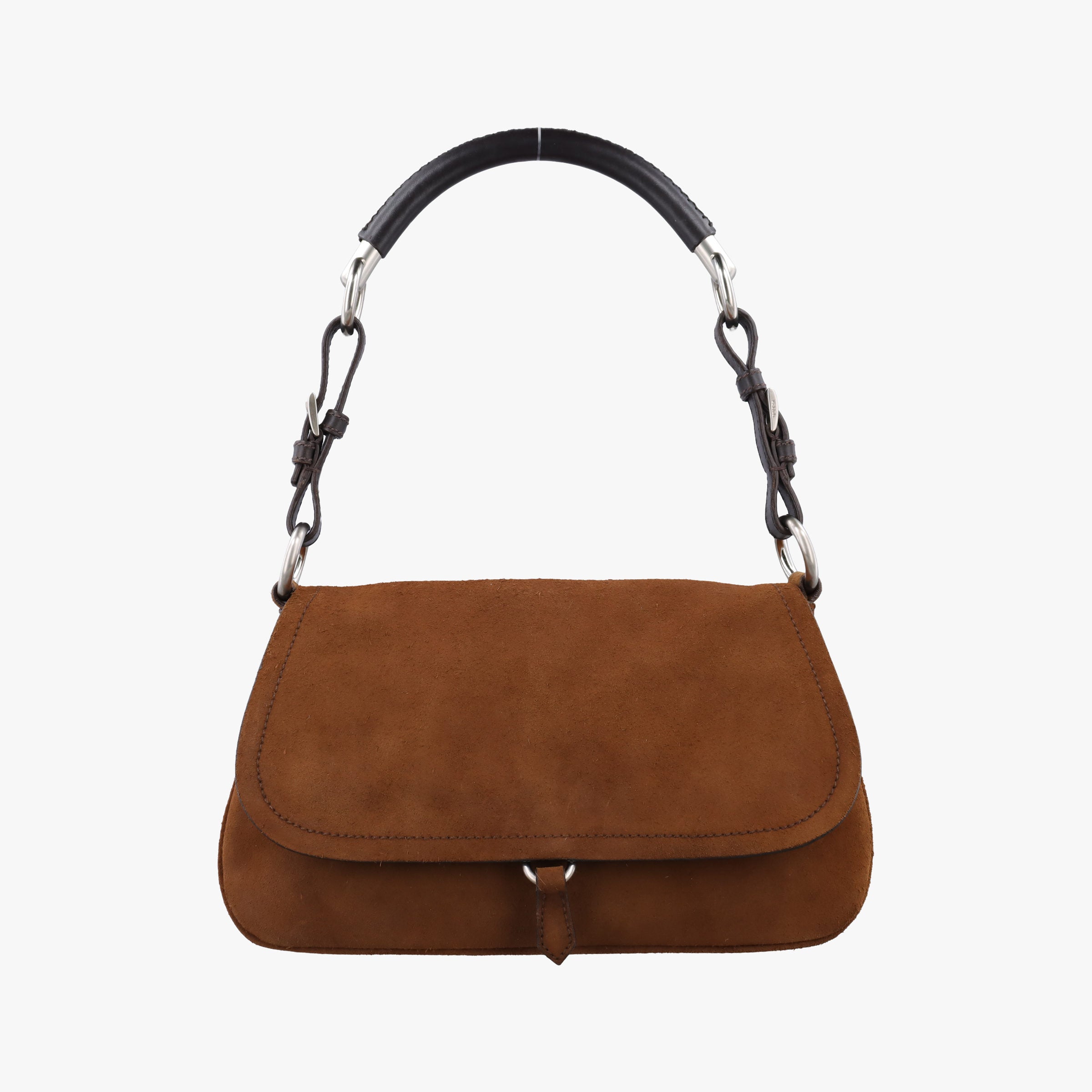 Pre-owned Prada Duet Brown Suede BR1825 shoulderbag | stylenewstar