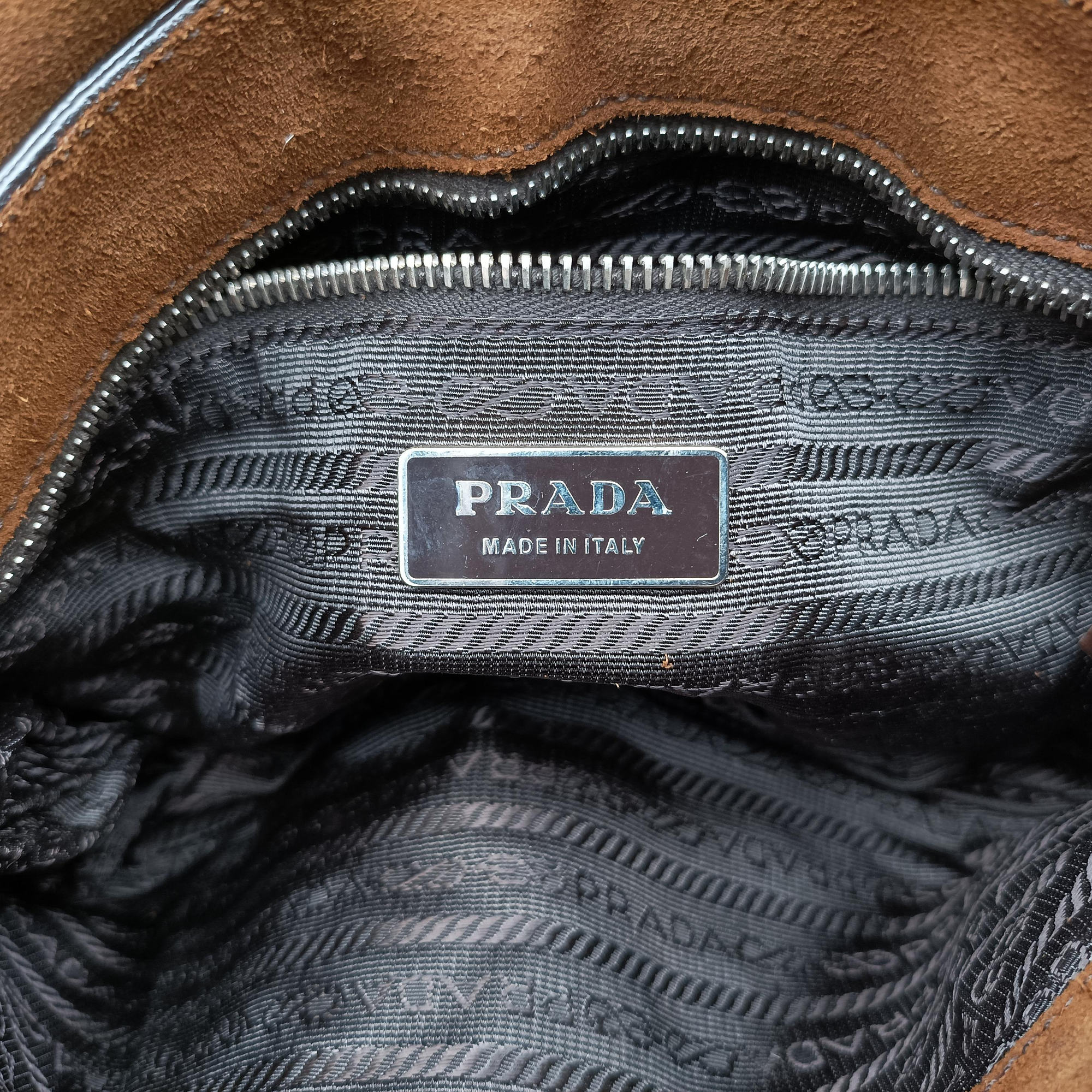 Pre-owned Prada Duet Brown Suede BR1825 shoulderbag | stylenewstar