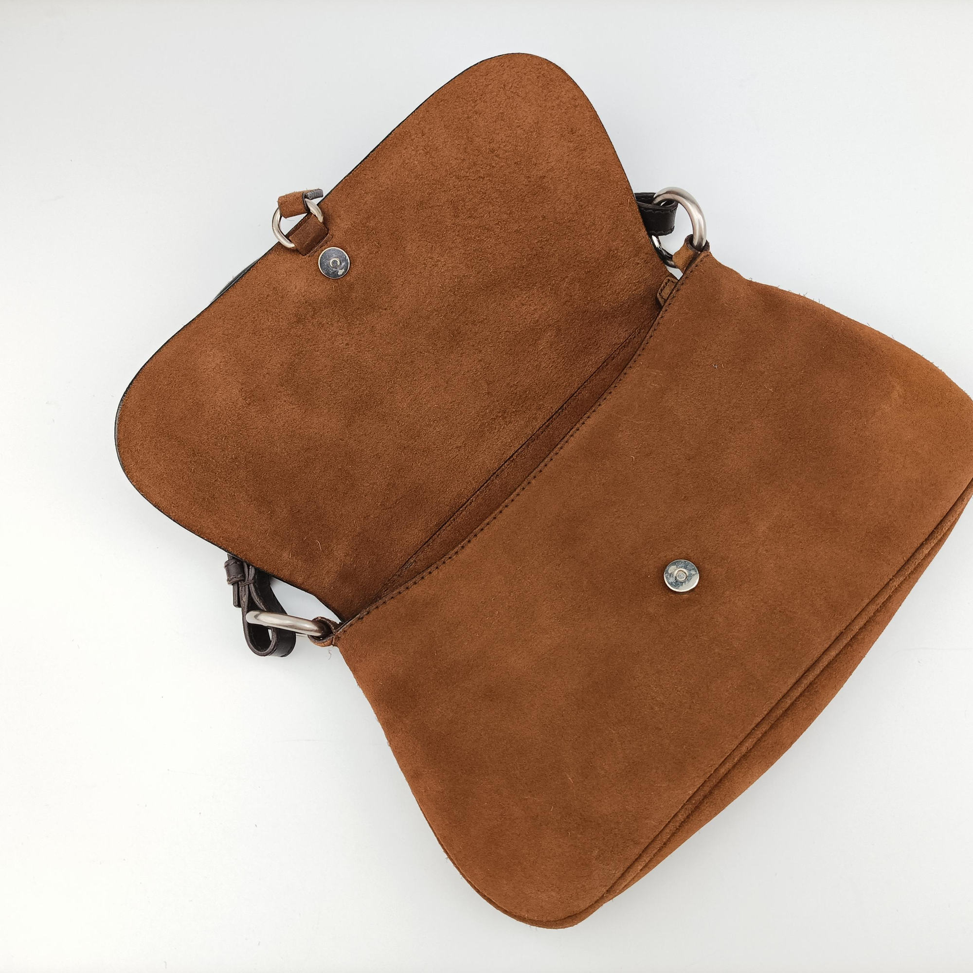 Pre-owned Prada Duet Brown Suede BR1825 shoulderbag | stylenewstar