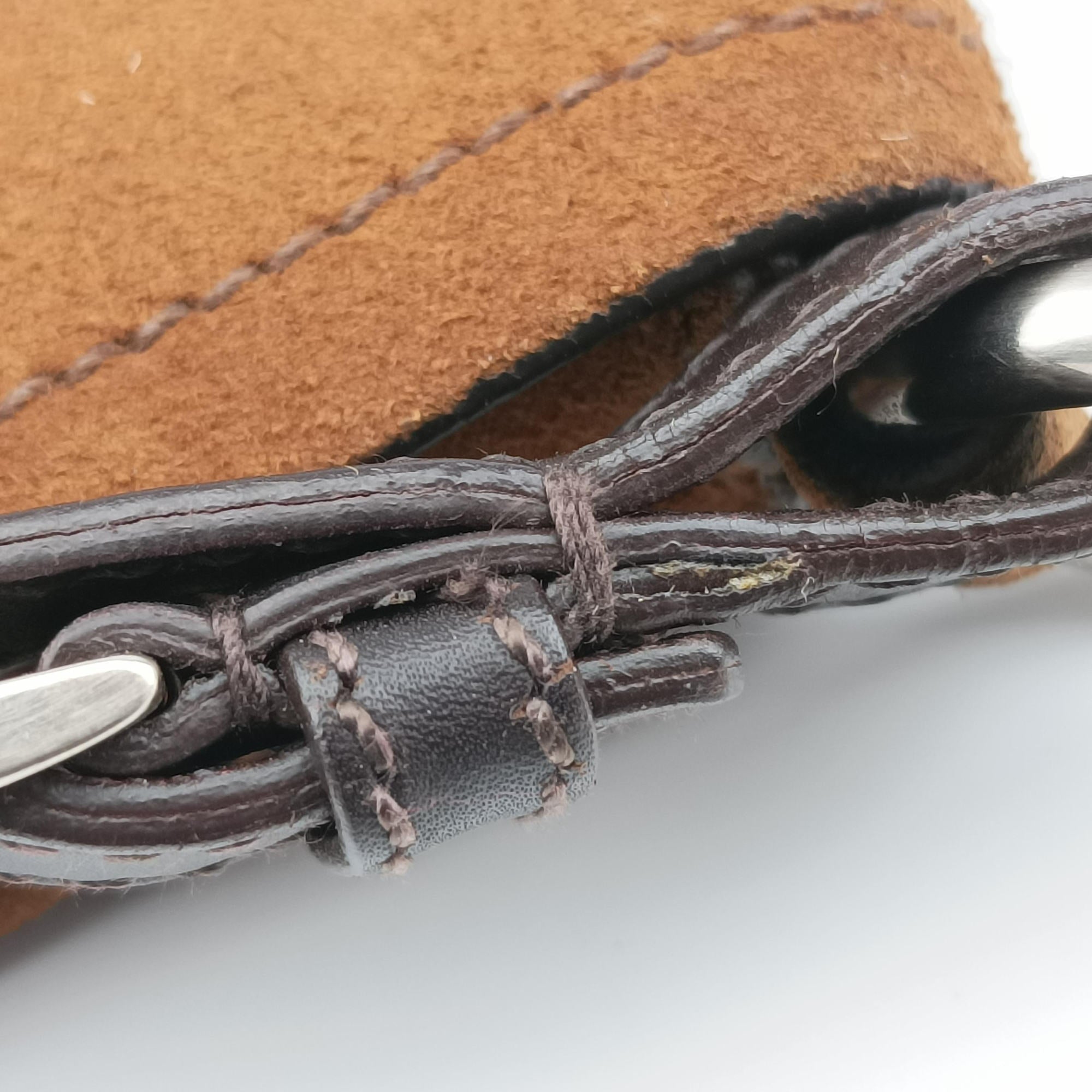 Pre-owned Prada Duet Brown Suede BR1825 shoulderbag | stylenewstar