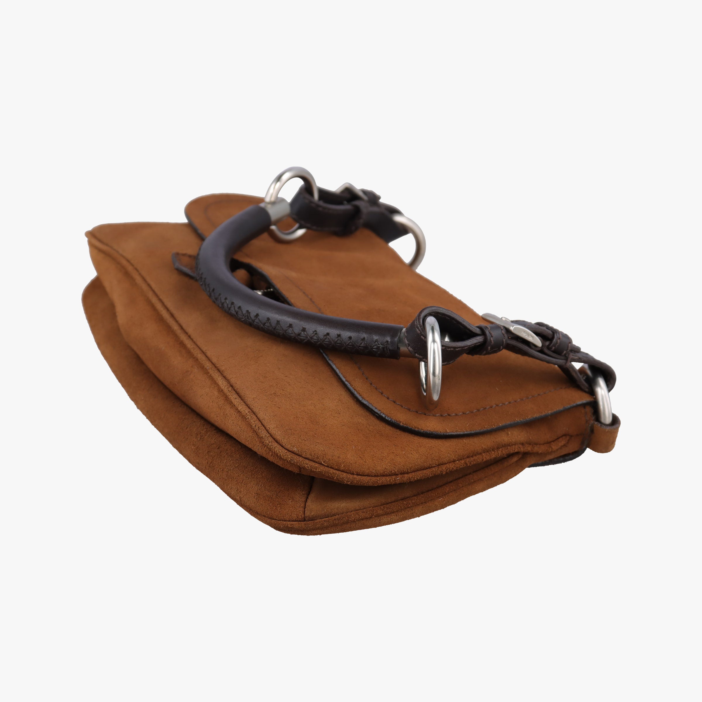 Pre-owned Prada Duet Brown Suede BR1825 shoulderbag | stylenewstar