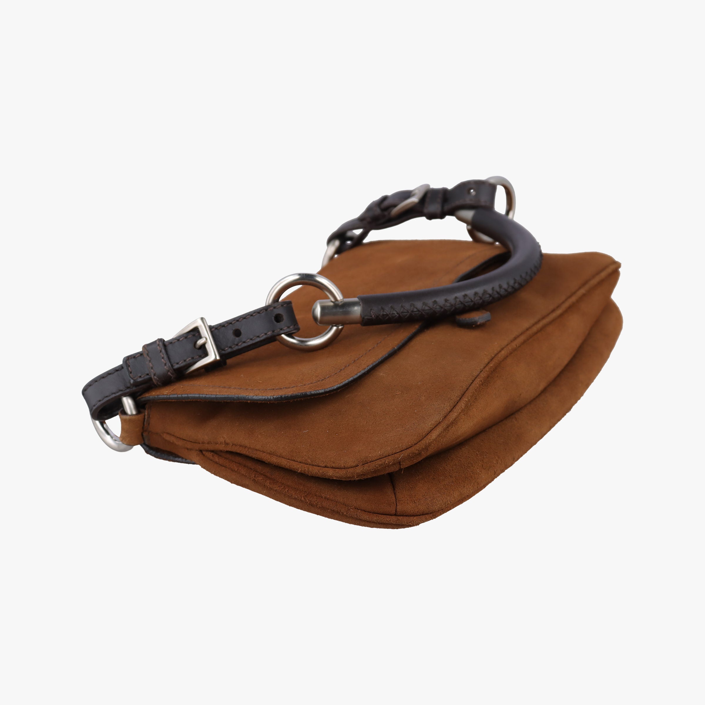 Pre-owned Prada Duet Brown Suede BR1825 shoulderbag | stylenewstar