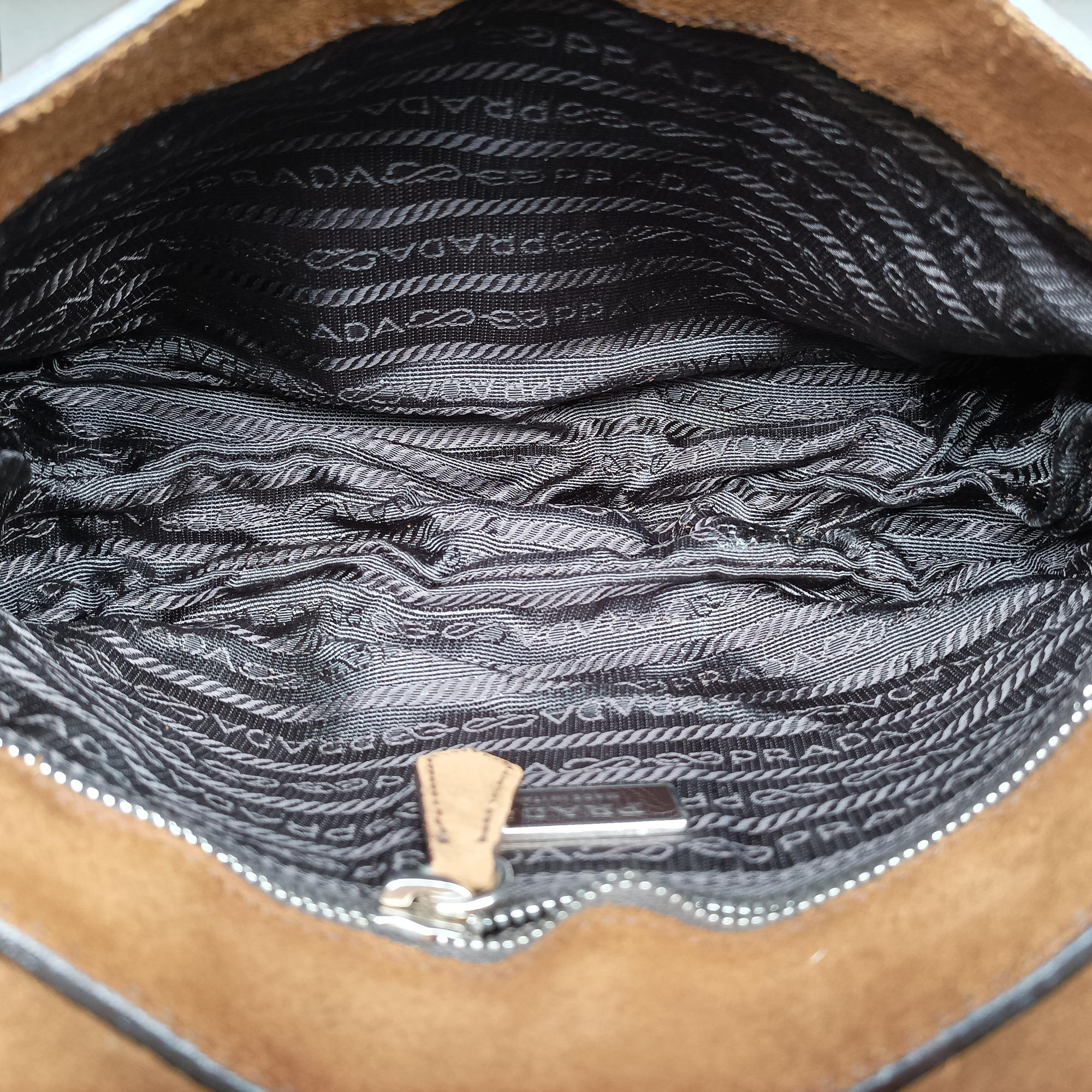 Pre-owned Prada Duet Brown Suede BR1825 shoulderbag | stylenewstar