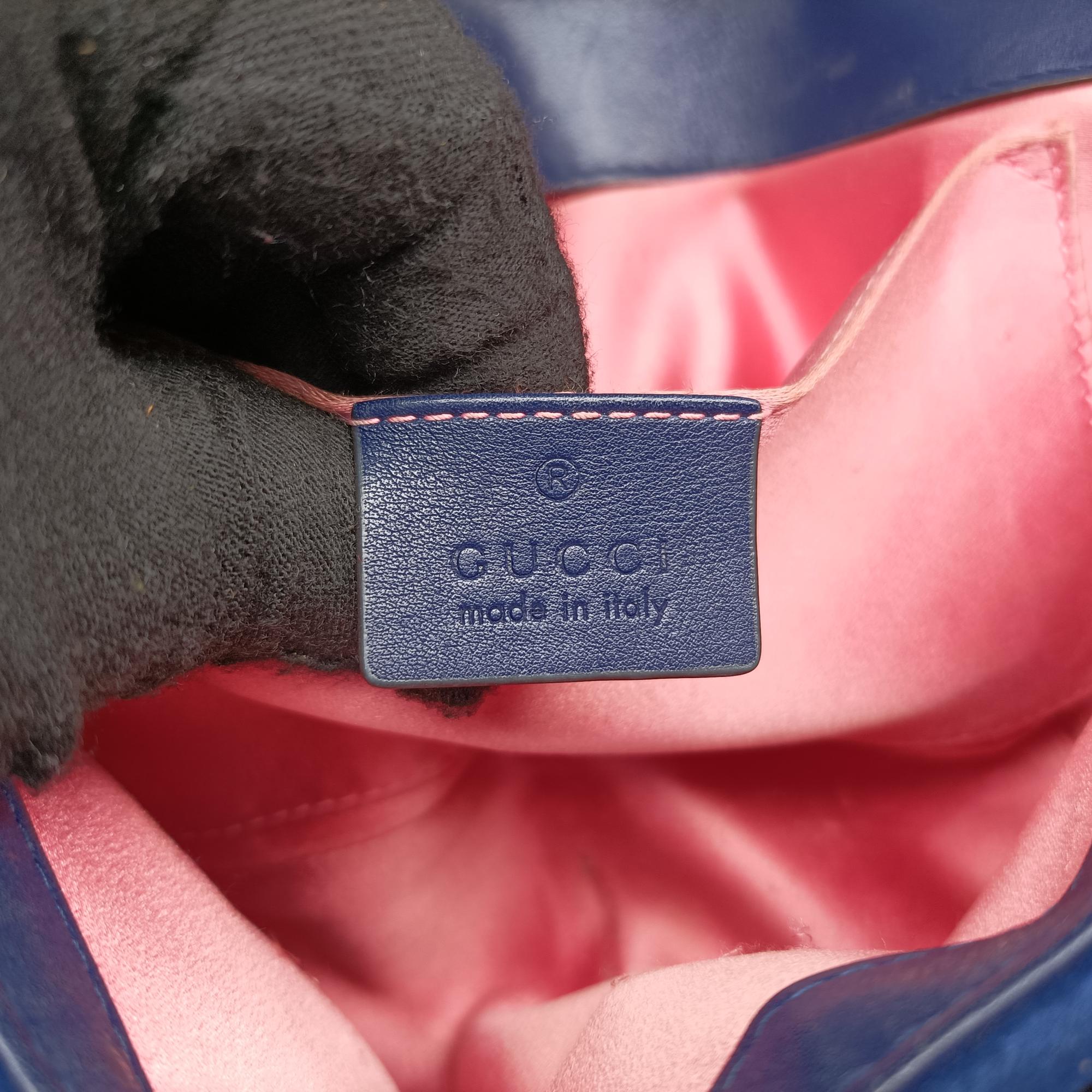 Pre-owned Gucci GG Marmont Blue velour 446744 shoulderbag | stylenewstar