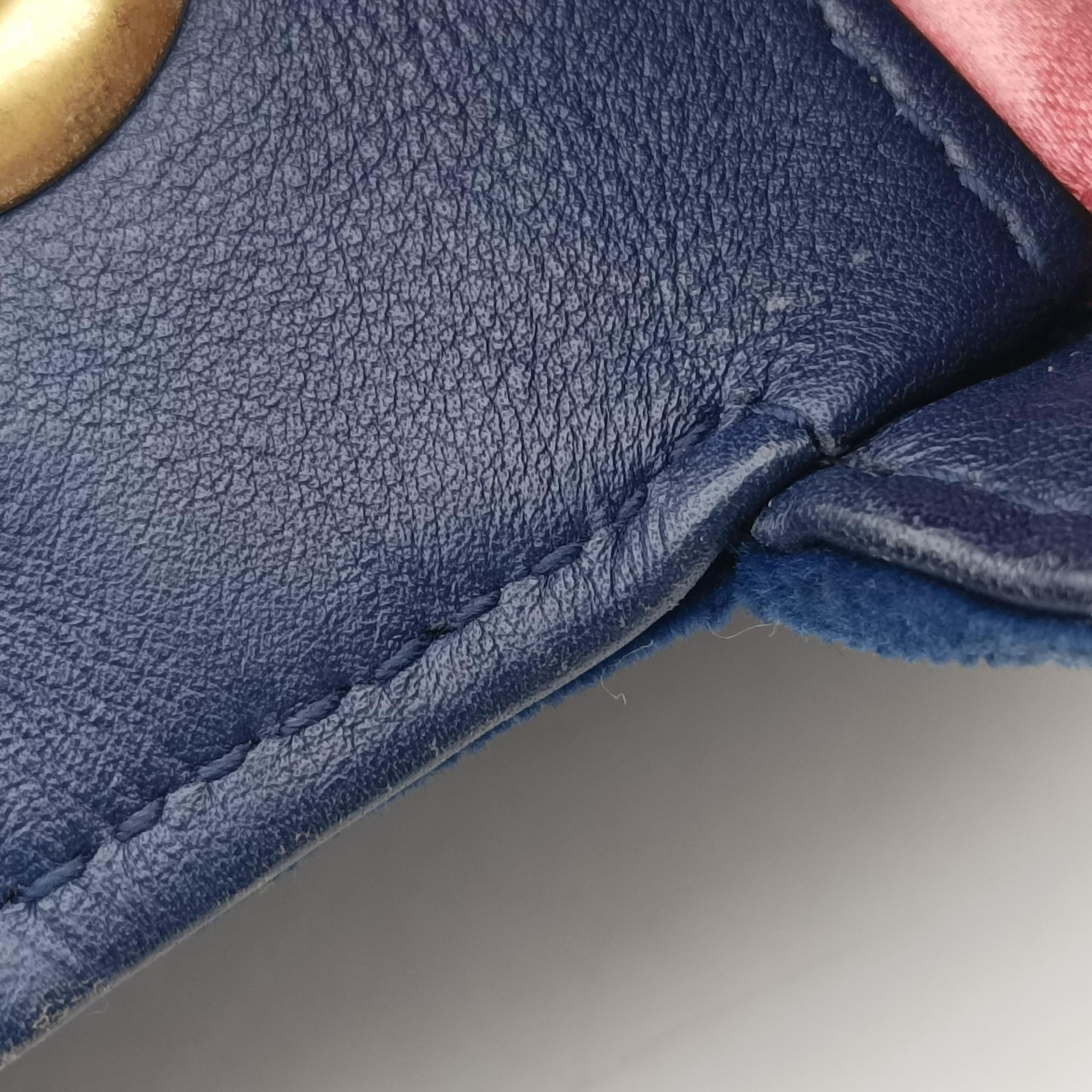 Pre-owned Gucci GG Marmont Blue velour 446744 shoulderbag | stylenewstar