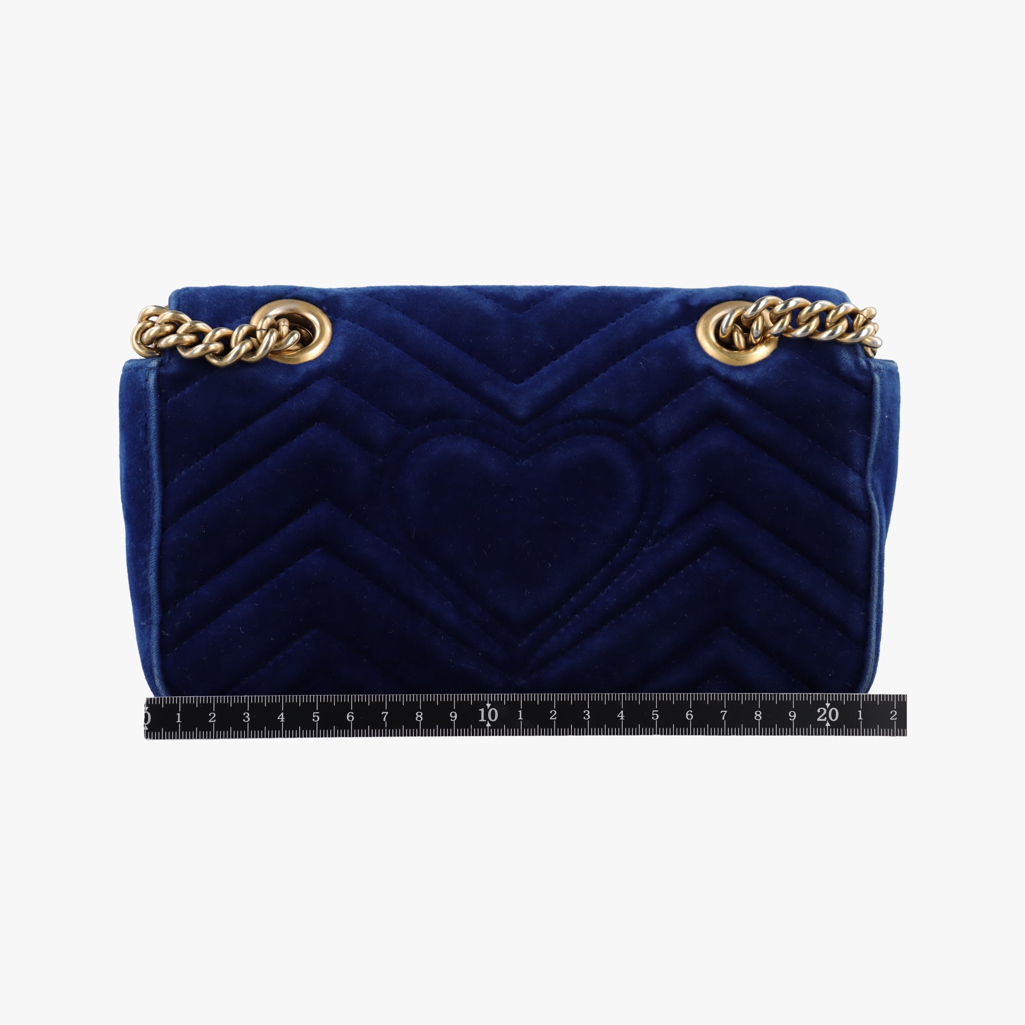 Pre-owned Gucci GG Marmont Blue velour 446744 shoulderbag | stylenewstar