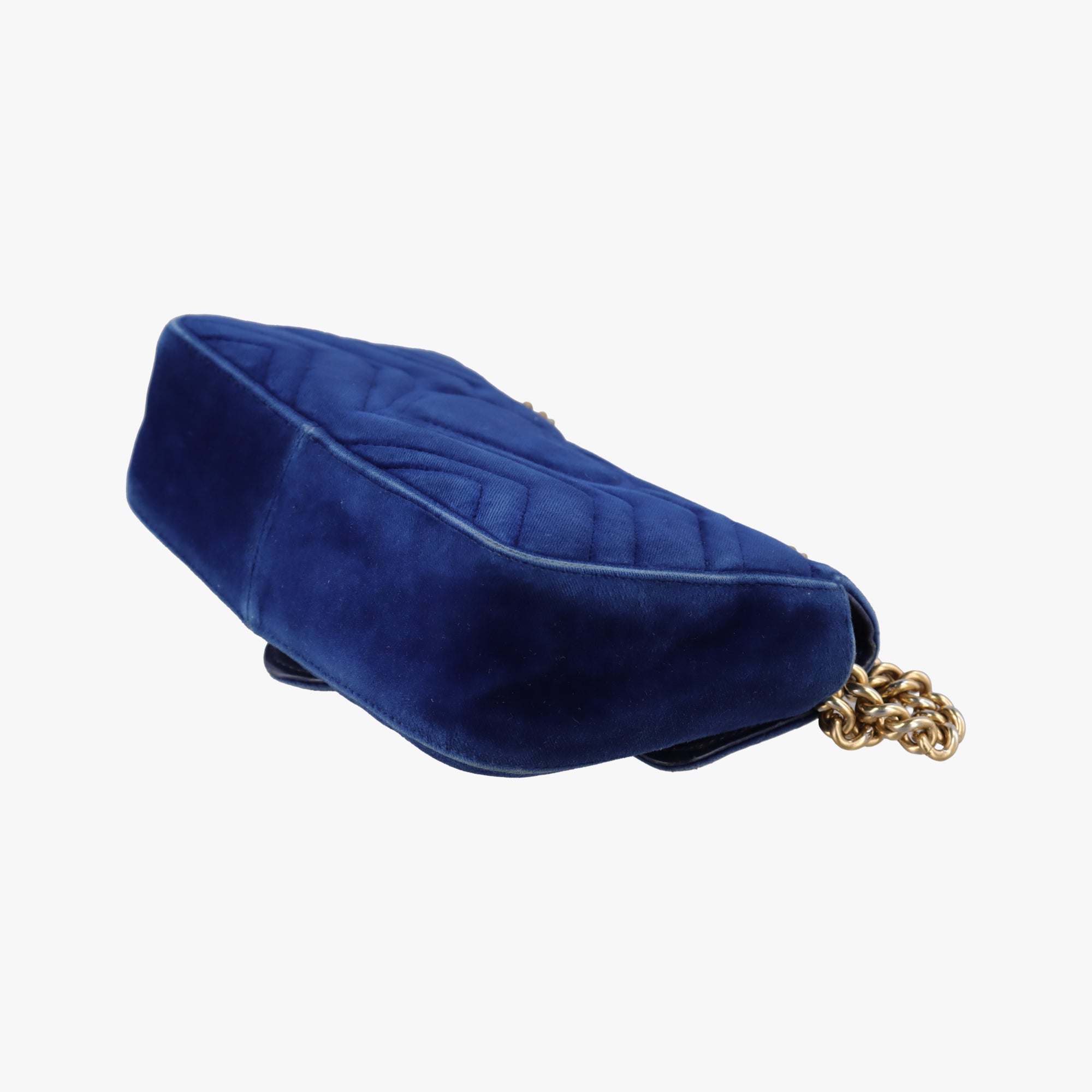 Pre-owned Gucci GG Marmont Blue velour 446744 shoulderbag | stylenewstar