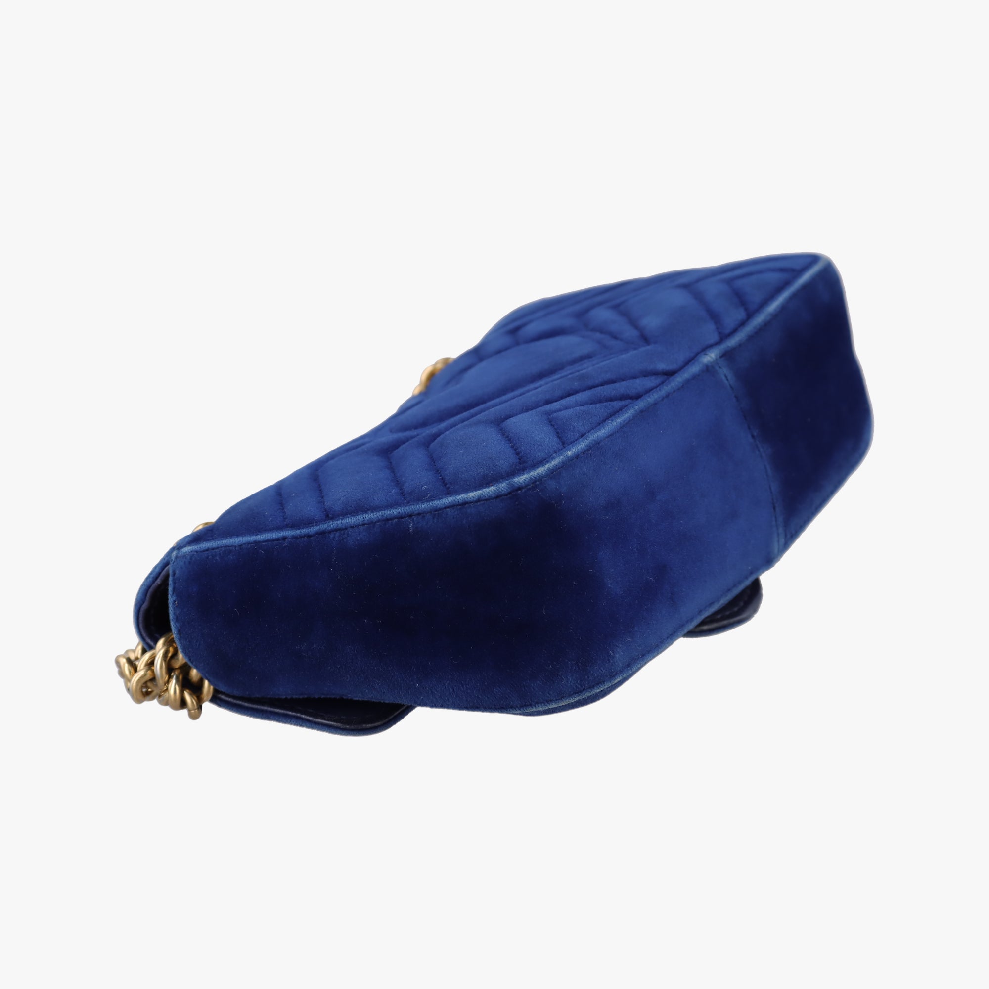 Pre-owned Gucci GG Marmont Blue velour 446744 shoulderbag | stylenewstar