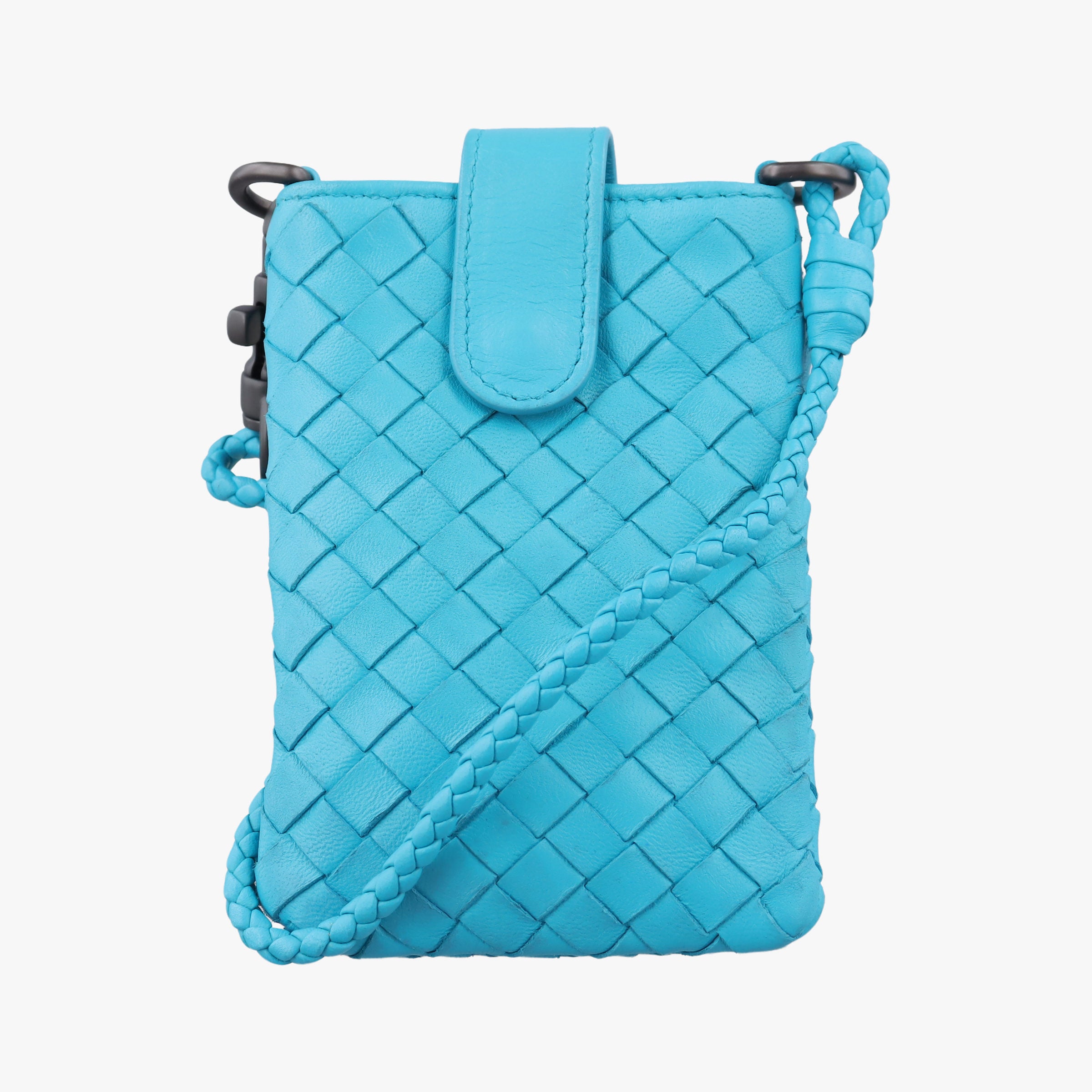 Pre-owned Bottega Veneta Intrecciato Blue lambskin  shoulderbag | stylenewstar