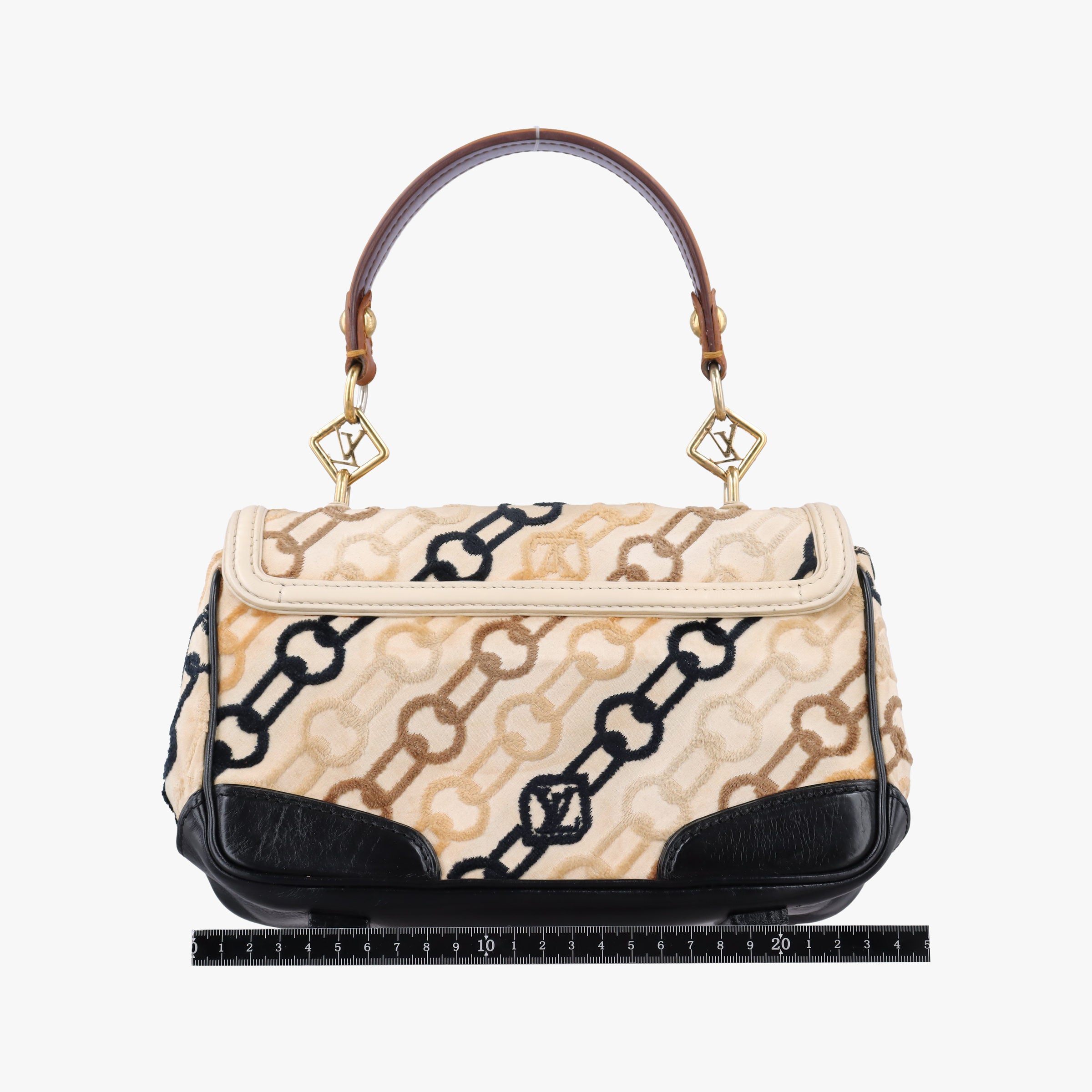 Pre-owned Louis Vuitton Dolly Black x White x Multicolor Cotton ×Velvet x Leather M95194 shoulderbag | stylenewstar
