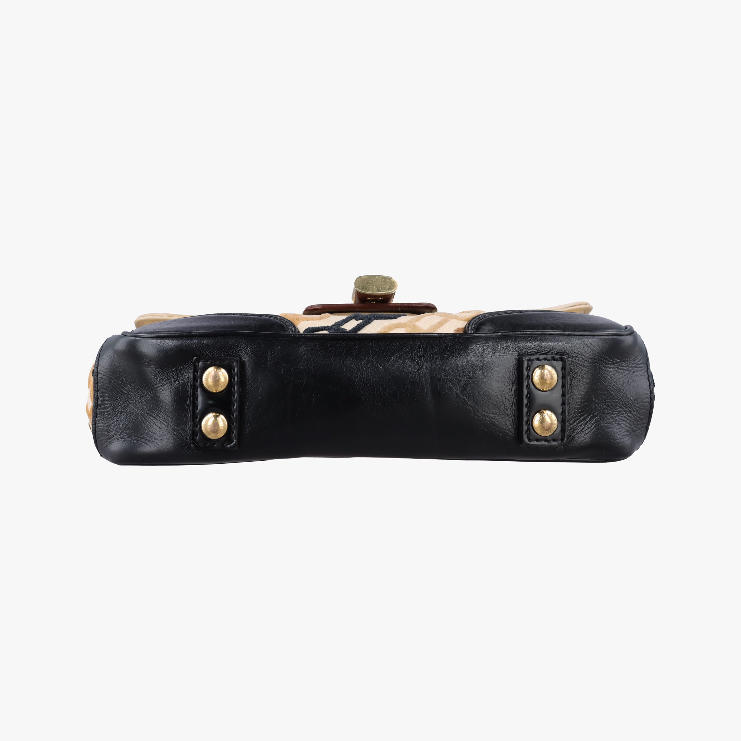 Pre-owned Louis Vuitton Dolly Black x White x Multicolor Cotton ×Velvet x Leather M95194 shoulderbag | stylenewstar