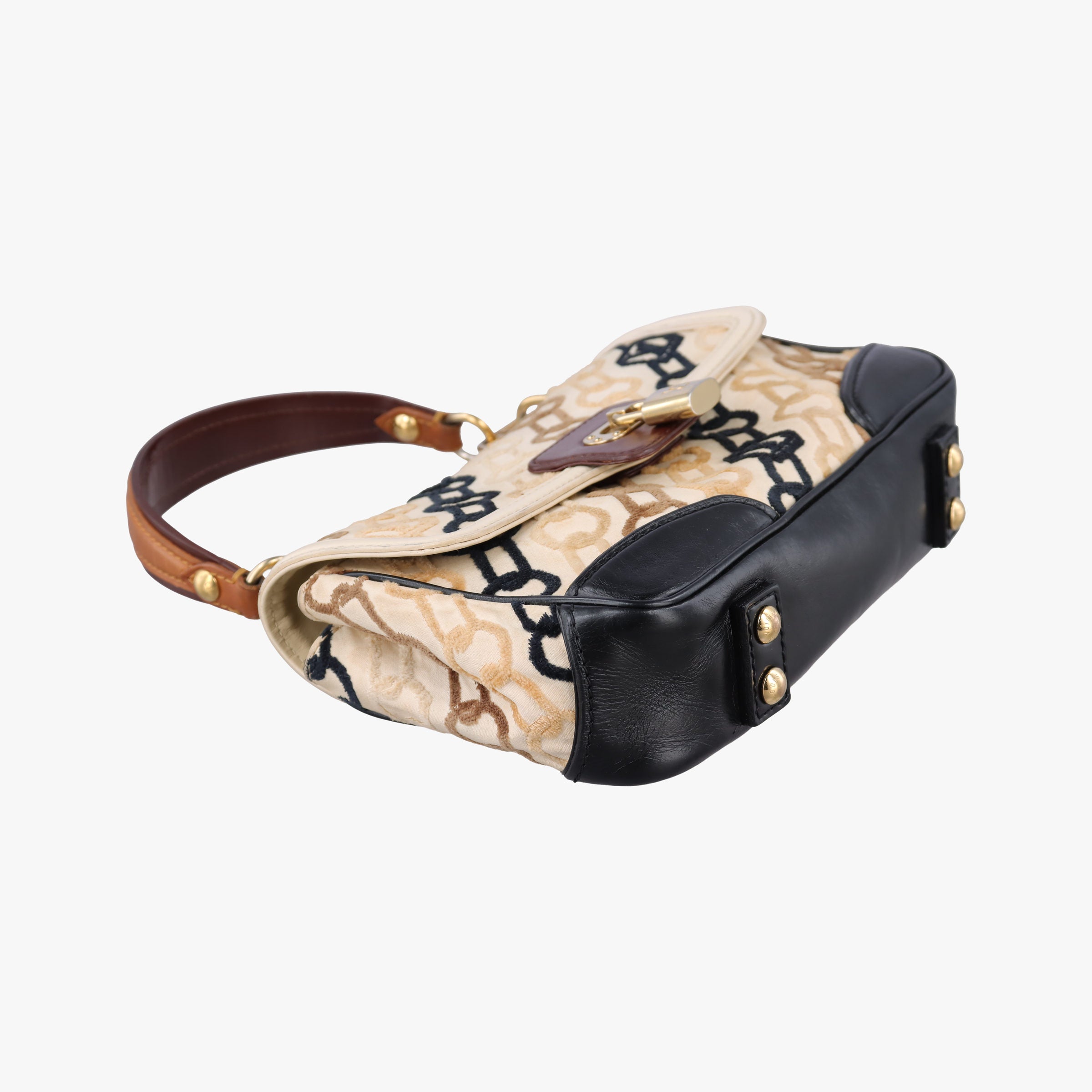 Pre-owned Louis Vuitton Dolly Black x White x Multicolor Cotton ×Velvet x Leather M95194 shoulderbag | stylenewstar