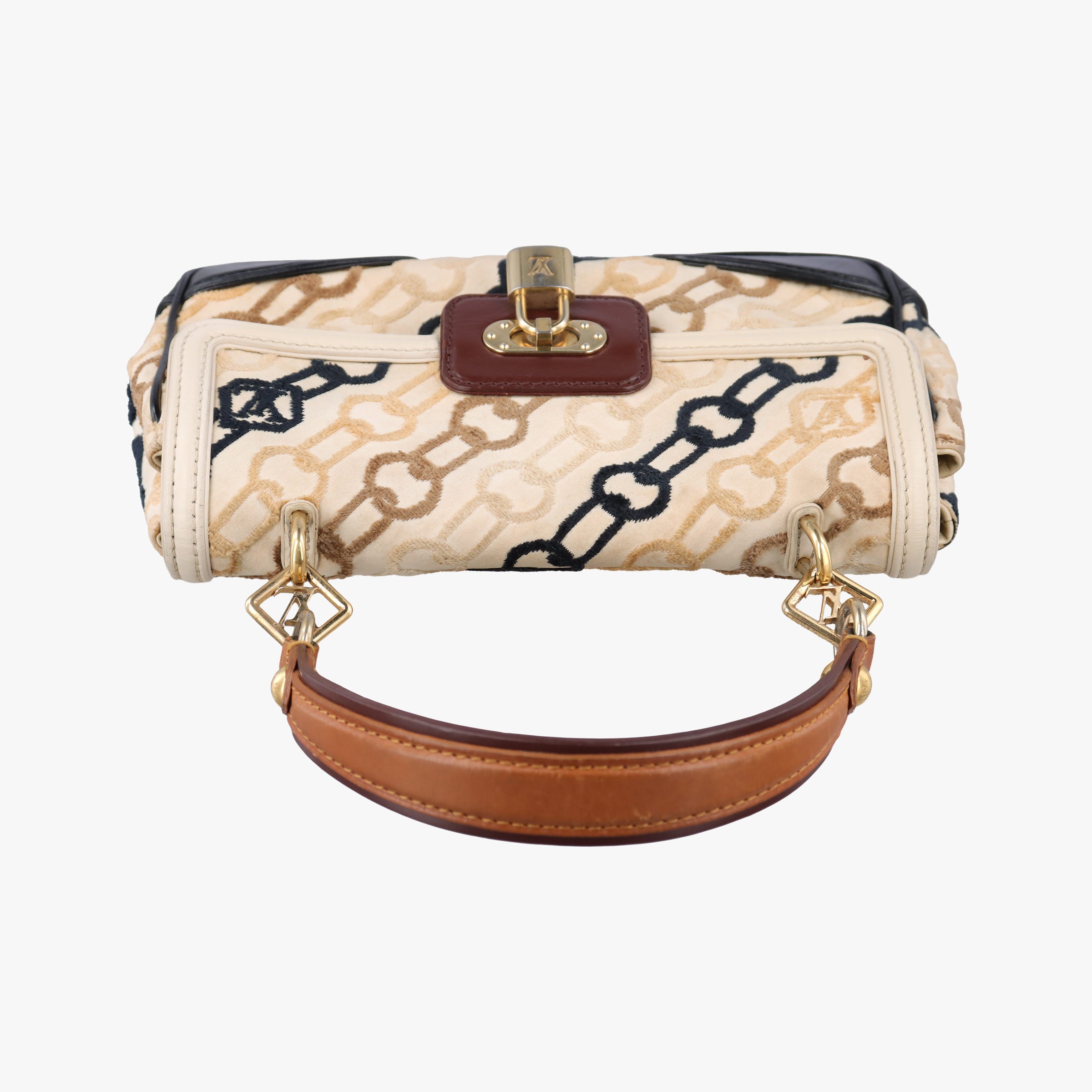 Pre-owned Louis Vuitton Dolly Black x White x Multicolor Cotton ×Velvet x Leather M95194 shoulderbag | stylenewstar