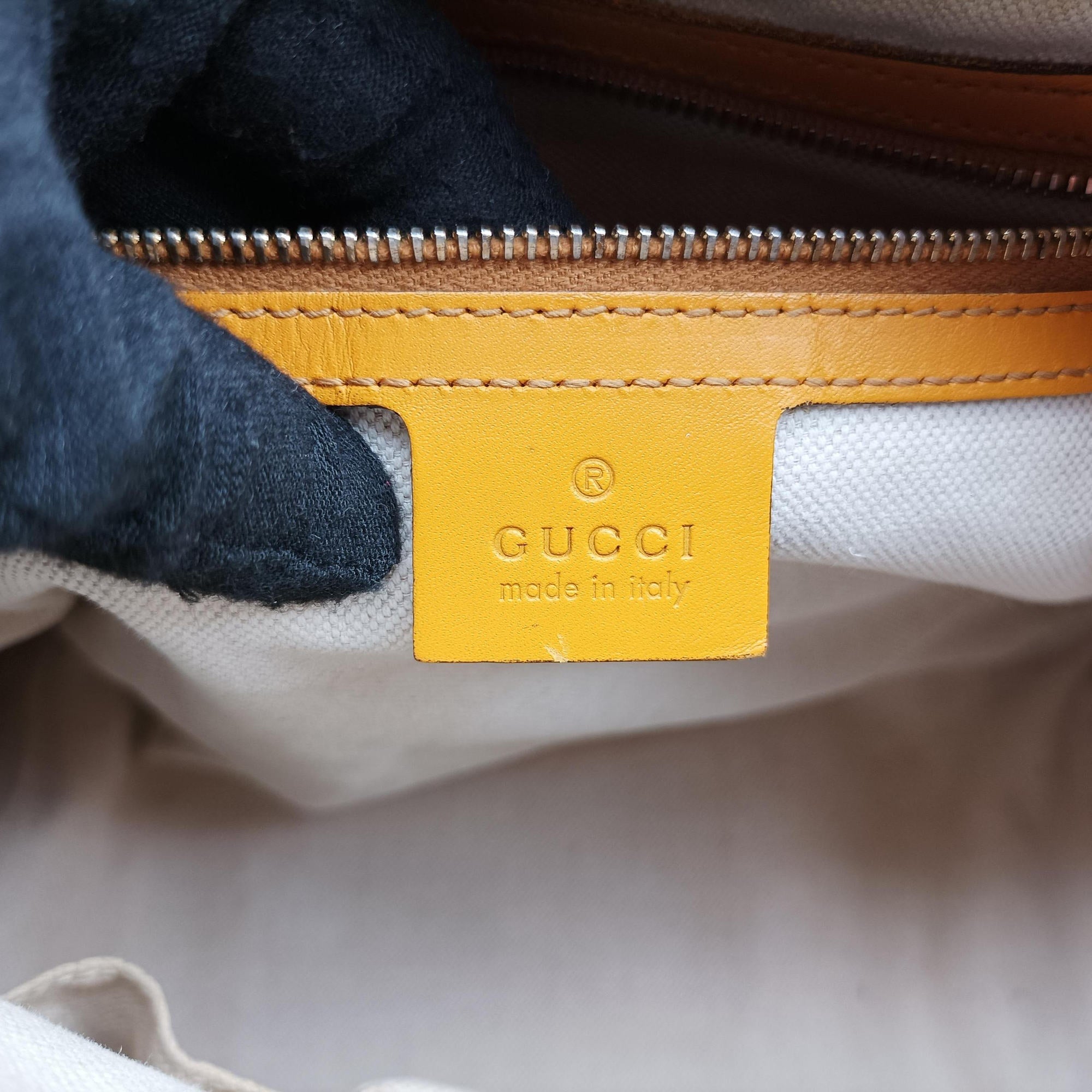 Pre-owned Gucci Sherry Line Beige×yellow×green canvas×Leather 247205 shoulderbag | stylenewstar