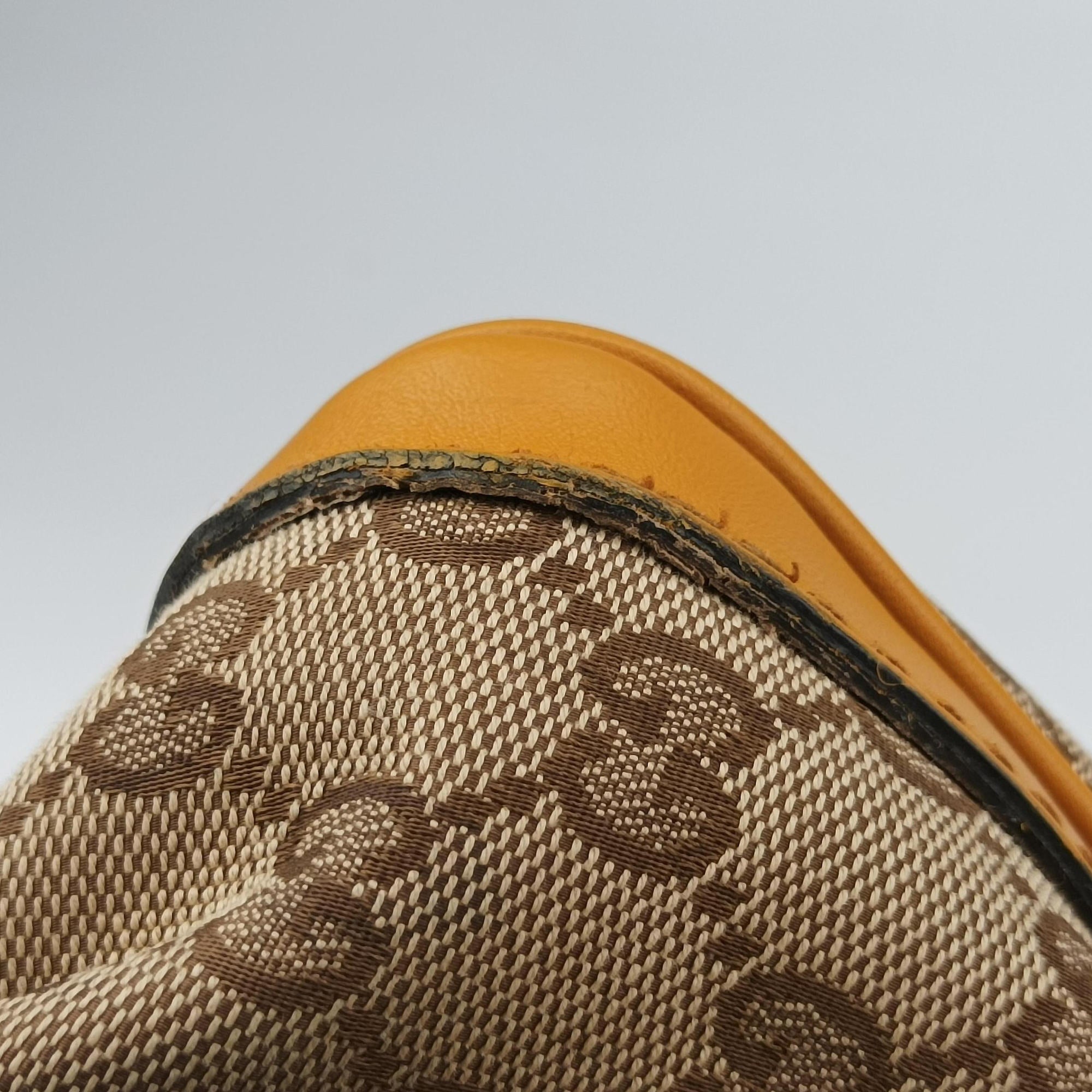 Pre-owned Gucci Sherry Line Beige×yellow×green canvas×Leather 247205 shoulderbag | stylenewstar