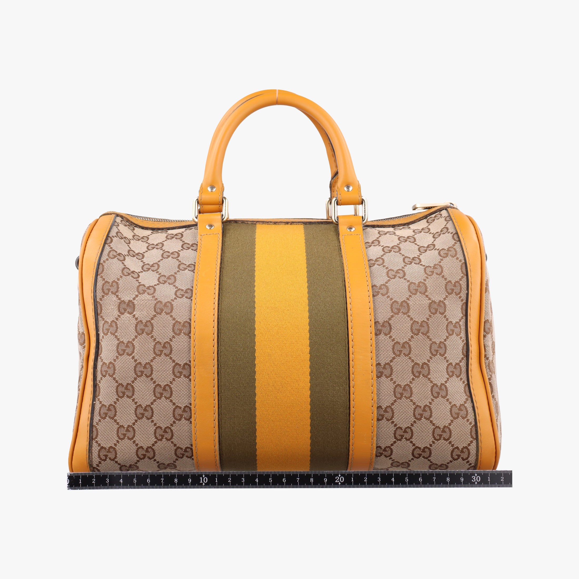 Pre-owned Gucci Sherry Line Beige×yellow×green canvas×Leather 247205 shoulderbag | stylenewstar