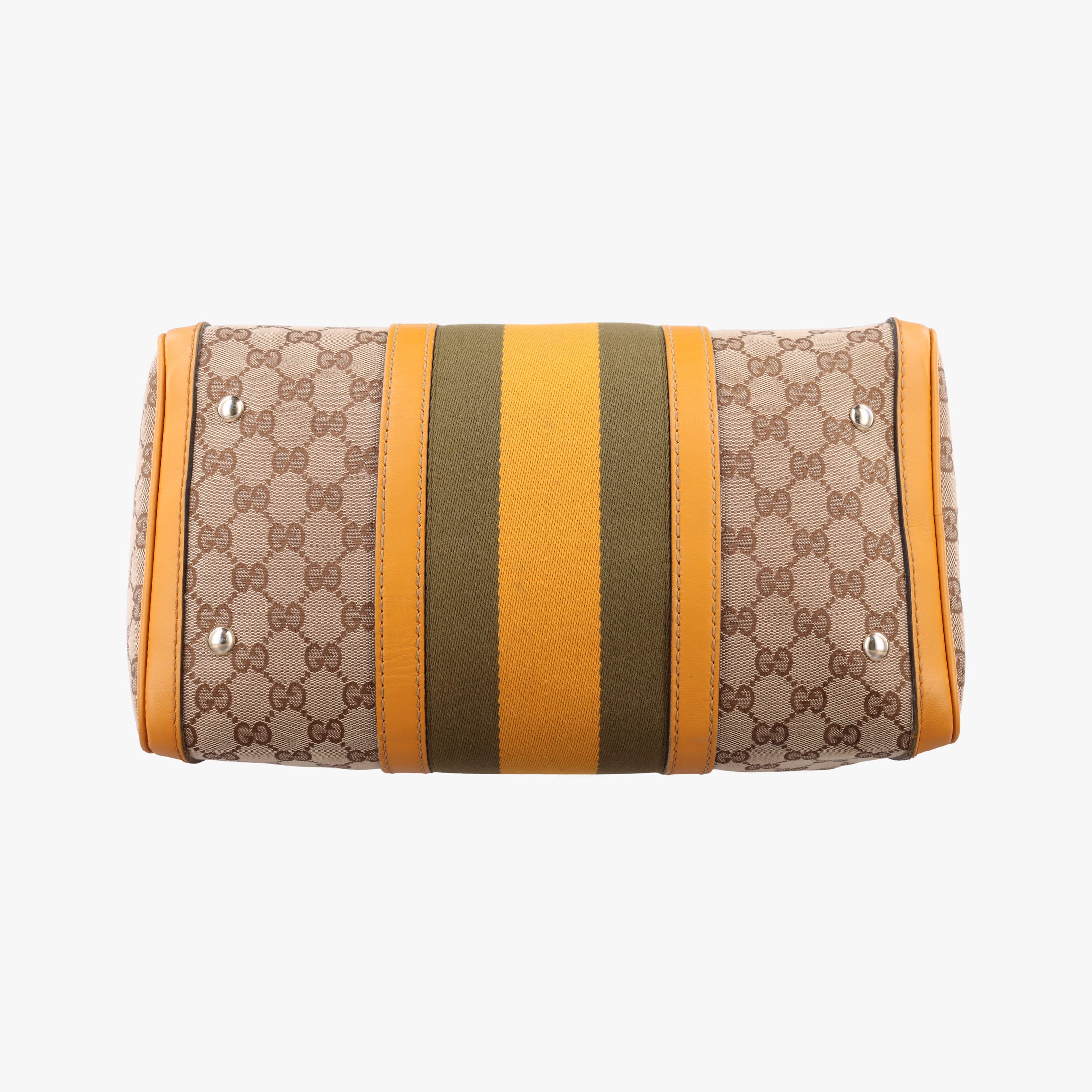 Pre-owned Gucci Sherry Line Beige×yellow×green canvas×Leather 247205 shoulderbag | stylenewstar