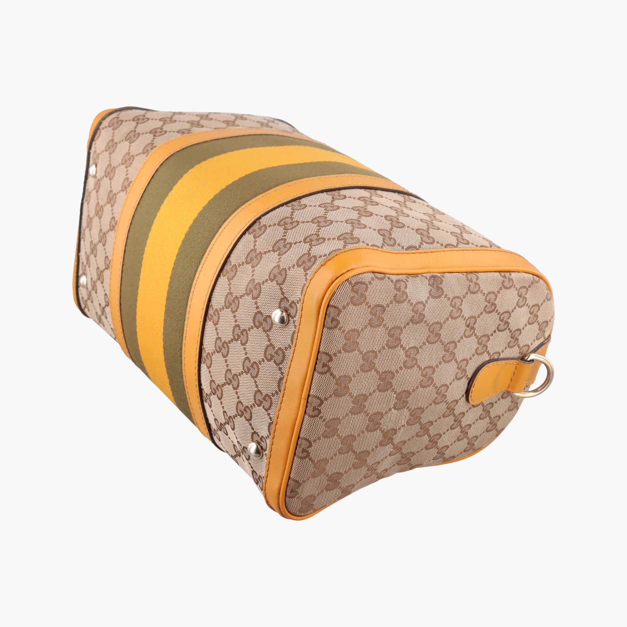 Pre-owned Gucci Sherry Line Beige×yellow×green canvas×Leather 247205 shoulderbag | stylenewstar