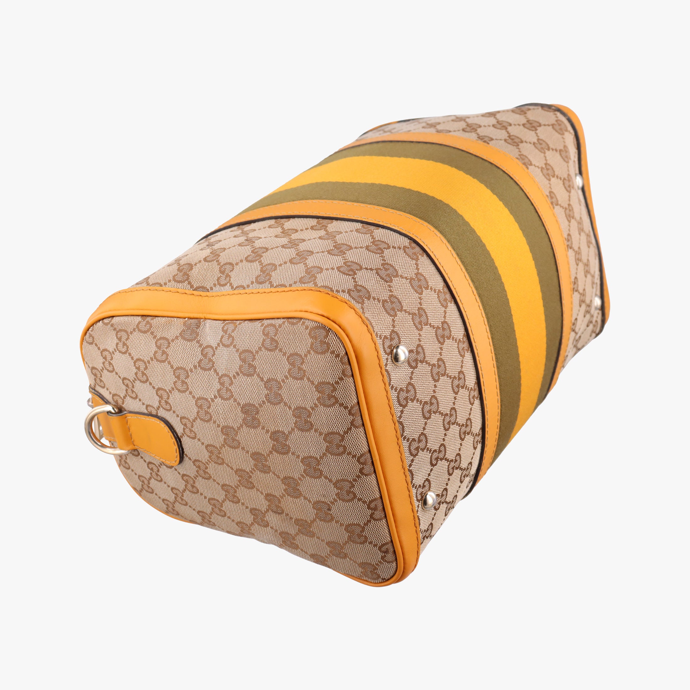 Pre-owned Gucci Sherry Line Beige×yellow×green canvas×Leather 247205 shoulderbag | stylenewstar