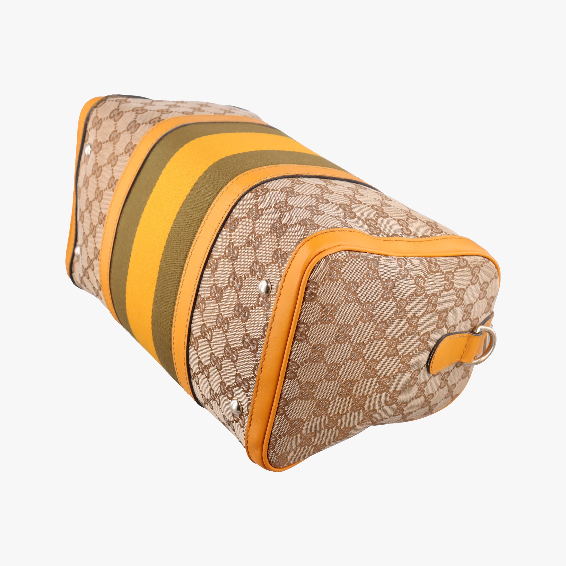 Pre-owned Gucci Sherry Line Beige×yellow×green canvas×Leather 247205 shoulderbag | stylenewstar