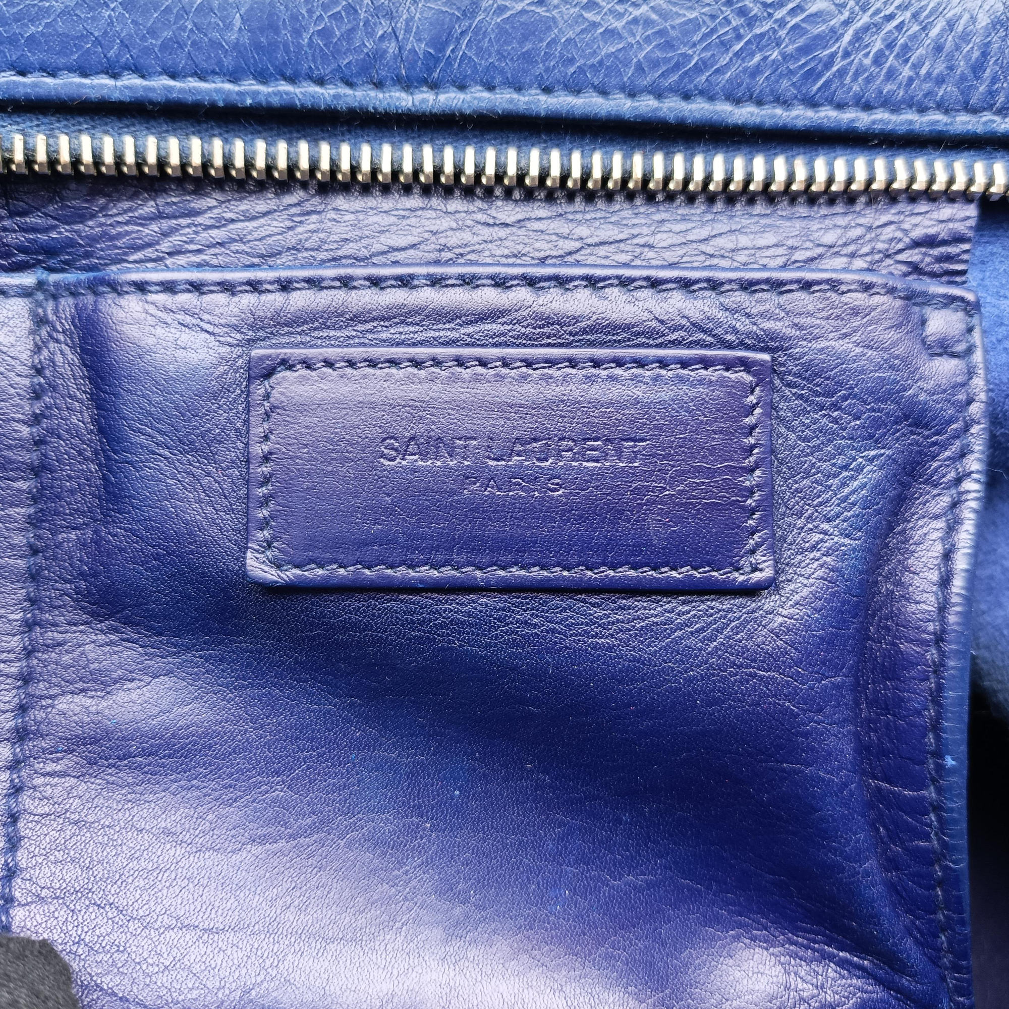 Pre-owned Yves Saint Laurent Y Ligne Petit Cabas Blue Leather 311210 shoulderbag | stylenewstar
