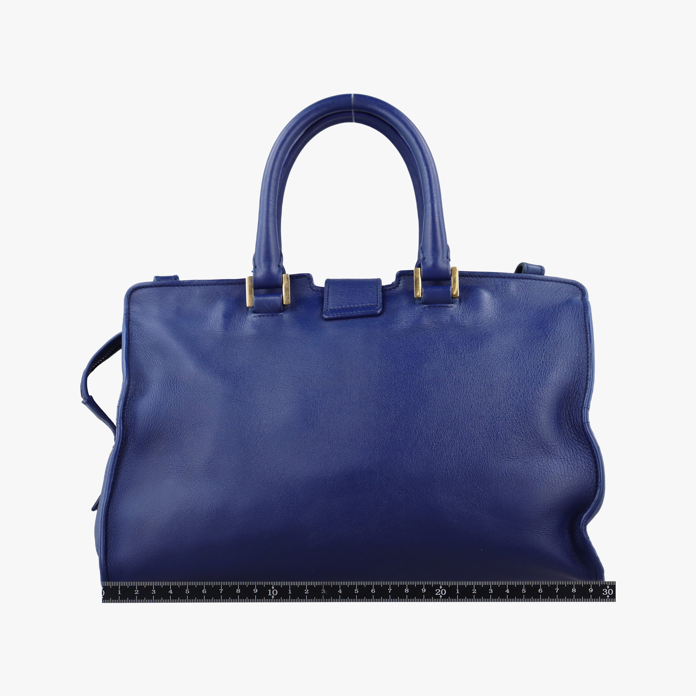 Pre-owned Yves Saint Laurent Y Ligne Petit Cabas Blue Leather 311210 shoulderbag | stylenewstar