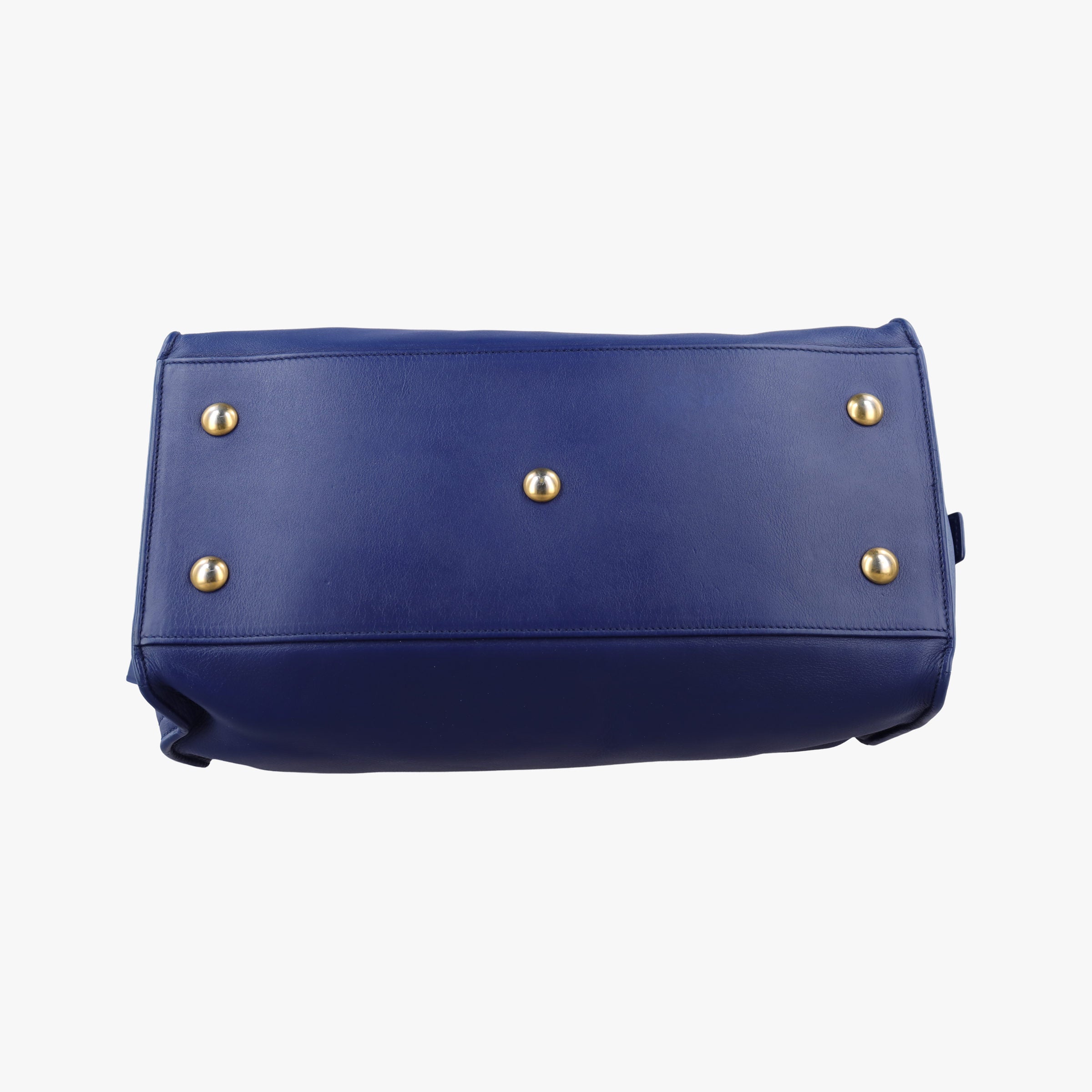 Pre-owned Yves Saint Laurent Y Ligne Petit Cabas Blue Leather 311210 shoulderbag | stylenewstar