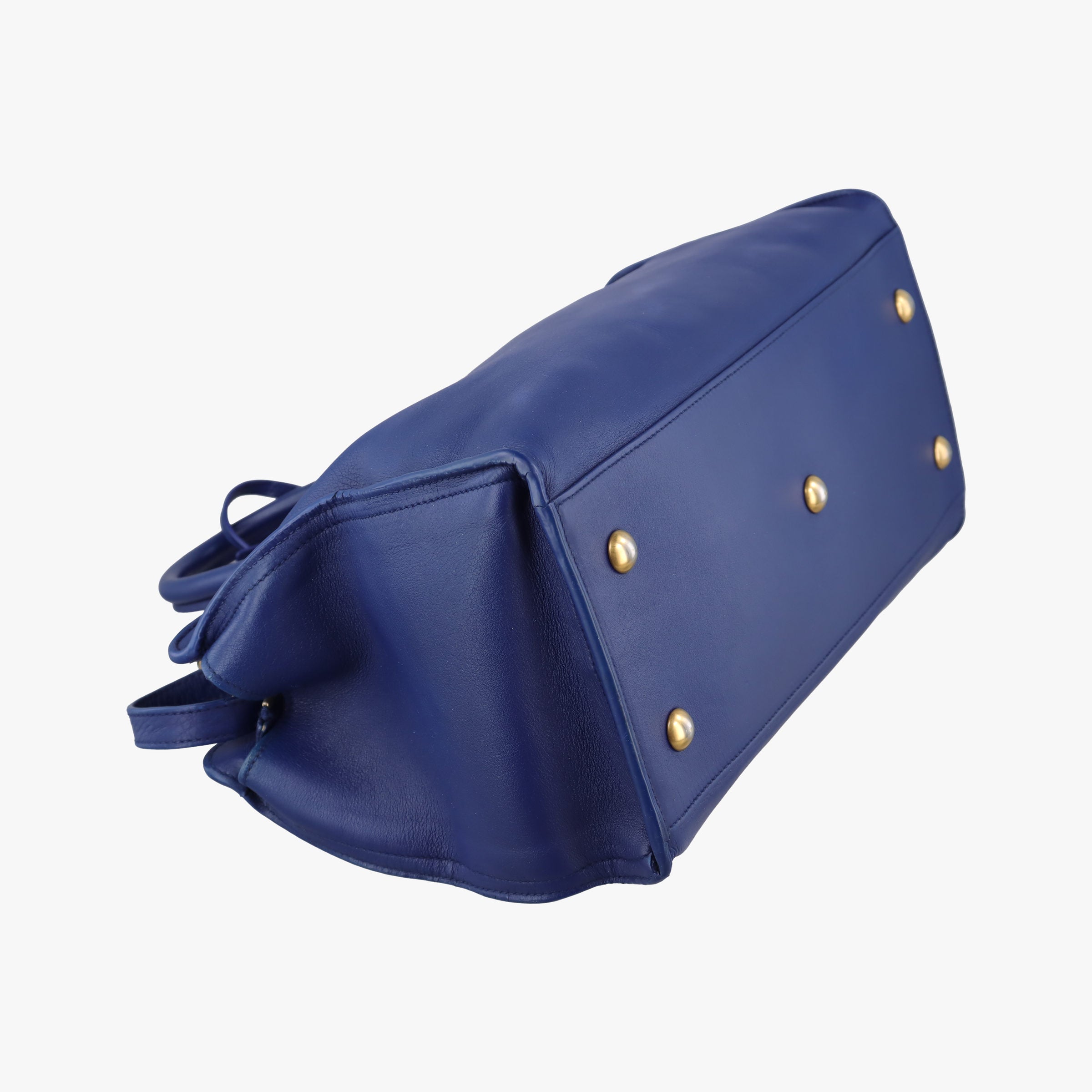 Pre-owned Yves Saint Laurent Y Ligne Petit Cabas Blue Leather 311210 shoulderbag | stylenewstar