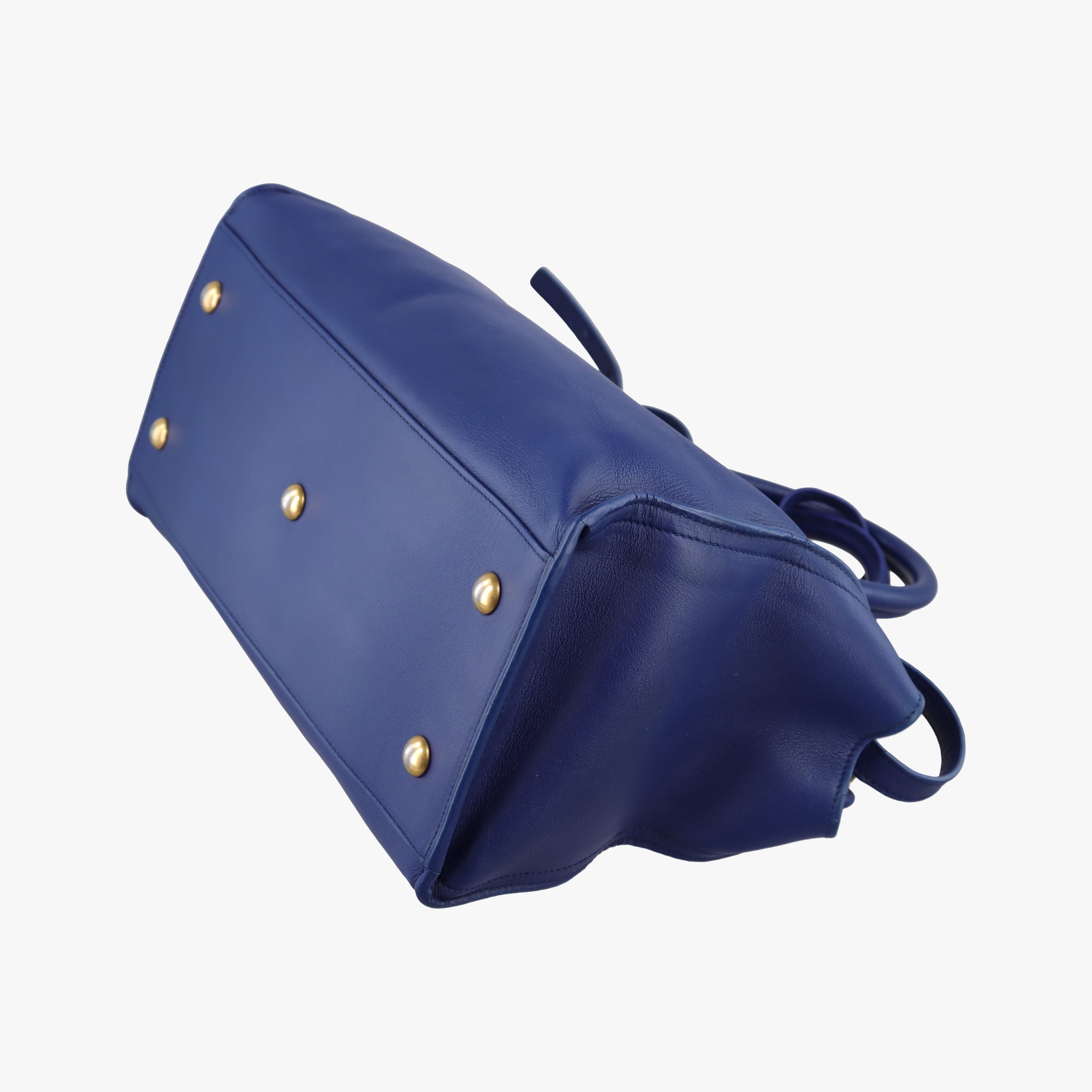 Pre-owned Yves Saint Laurent Y Ligne Petit Cabas Blue Leather 311210 shoulderbag | stylenewstar