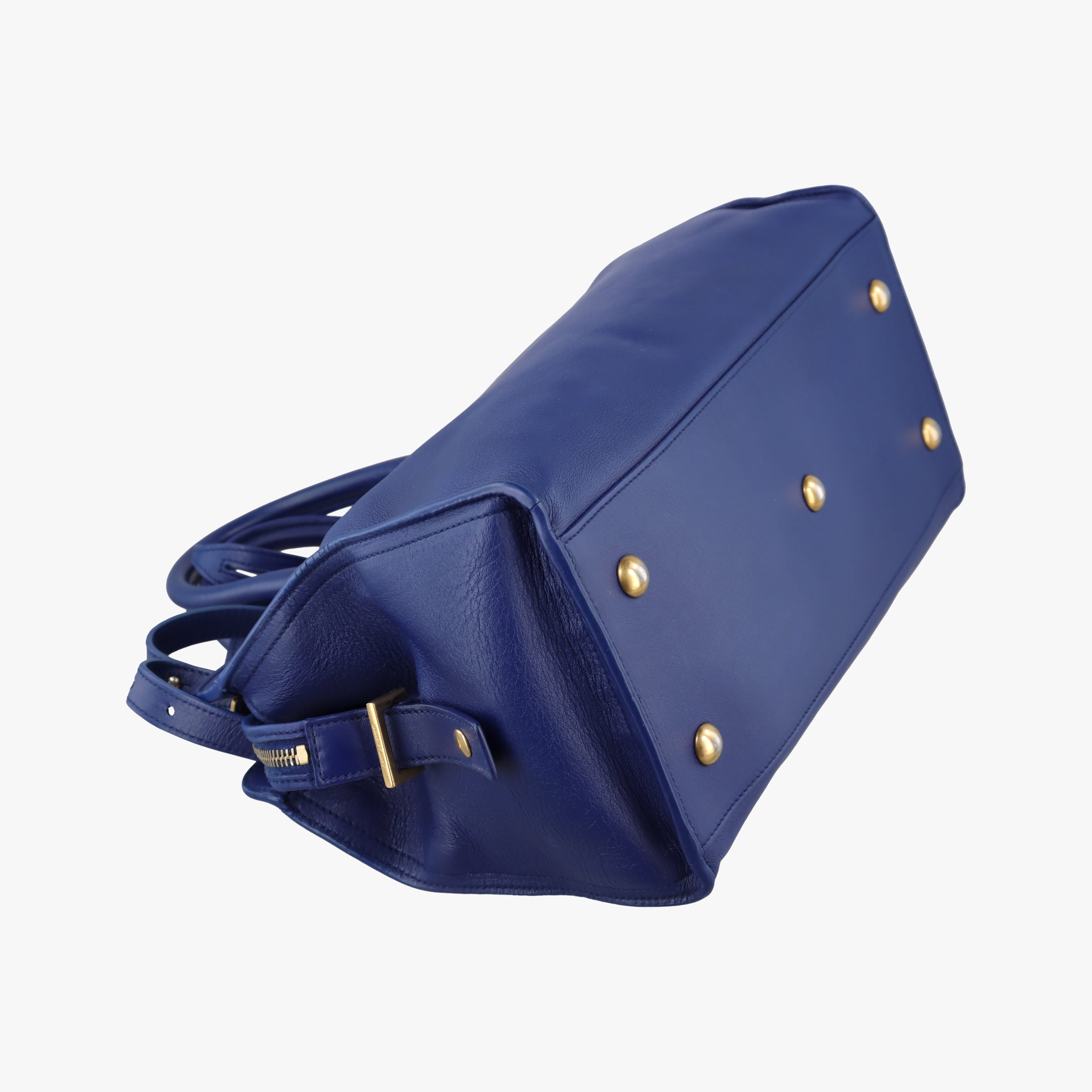 Pre-owned Yves Saint Laurent Y Ligne Petit Cabas Blue Leather 311210 shoulderbag | stylenewstar