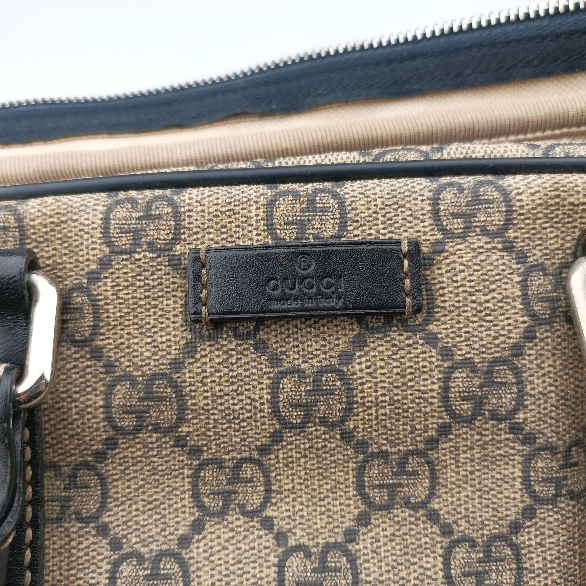 Vintage Gucci GG Supreme Briefcase Brown PVC coated canvasxLeather 201480 handbag | stylenewstar