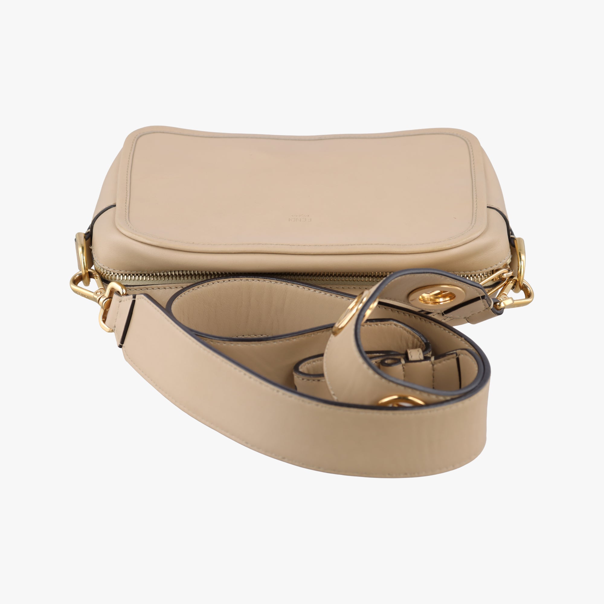 Pre-owned Fendi Cam Camera case Beige Leather 8BT287 shoulderbag | stylenewstar