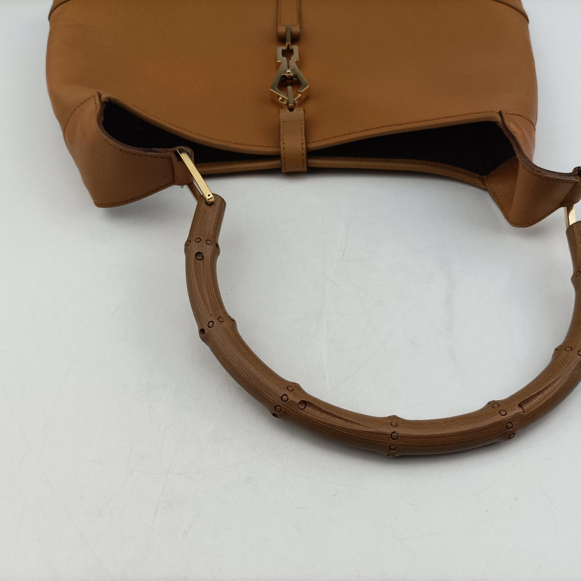 Pre-owned Gucci Bamboo Jackie Yellow Leather 001.40 shoulderbag | stylenewstar