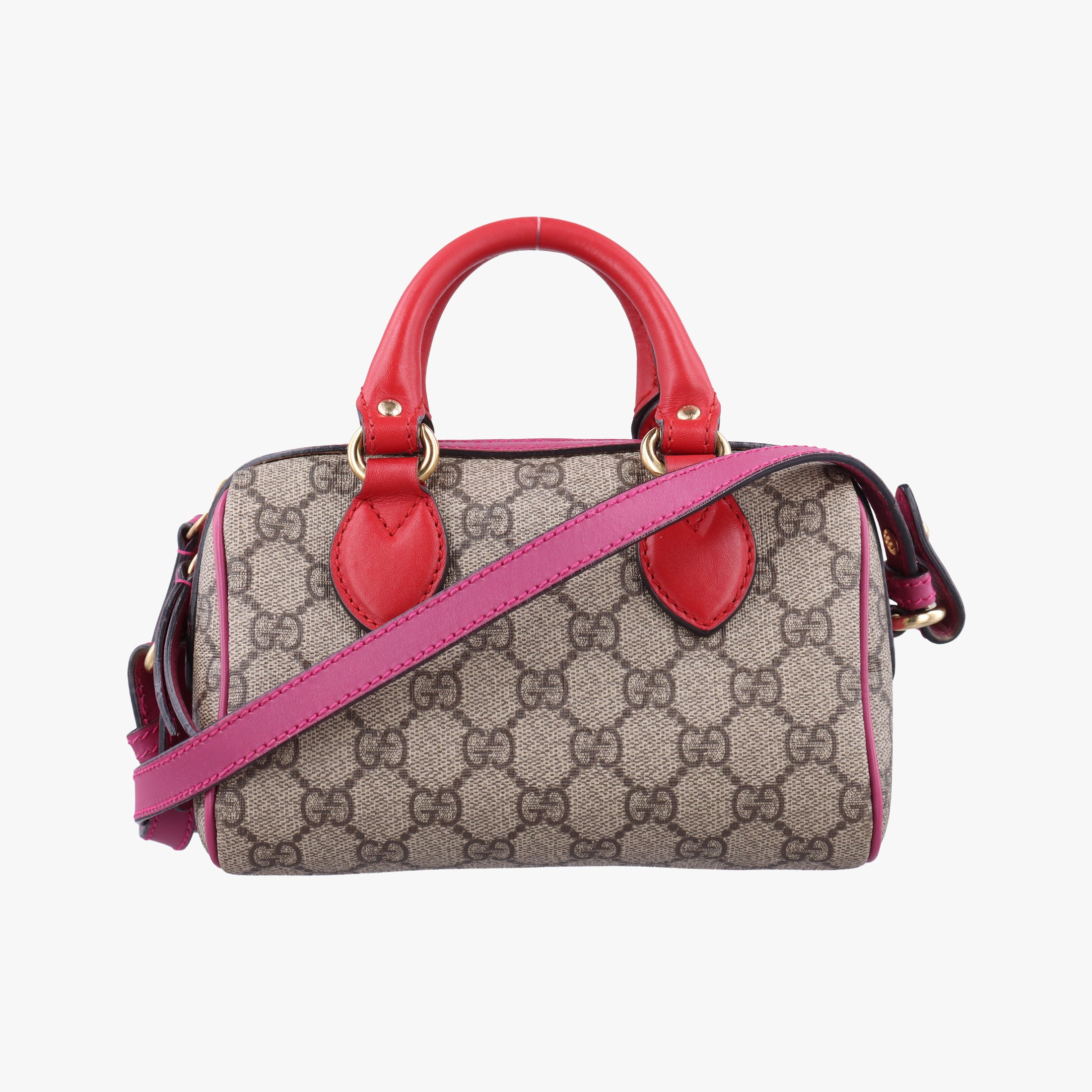 Secondhand Gucci GG SUPREME Beige x Red x Pink PVC coated canvas×leather 432123 shoulderbag | stylenewstar
