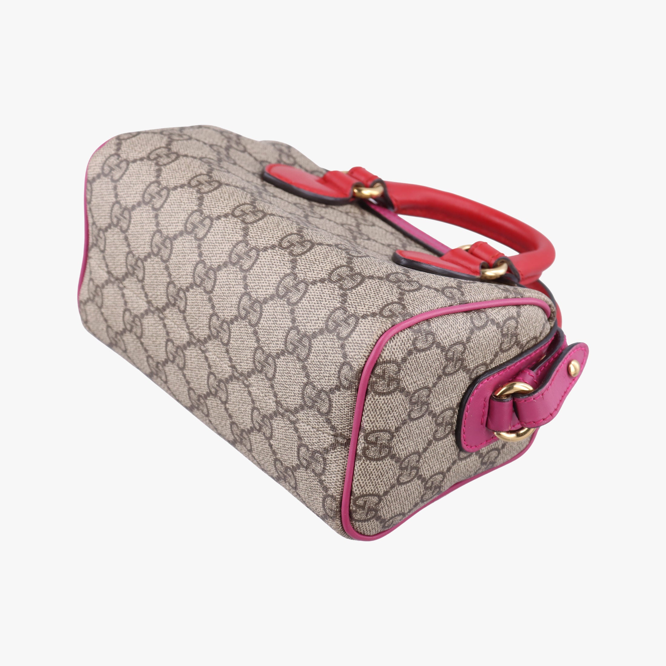 Secondhand Gucci GG SUPREME Beige x Red x Pink PVC coated canvas×leather 432123 shoulderbag | stylenewstar