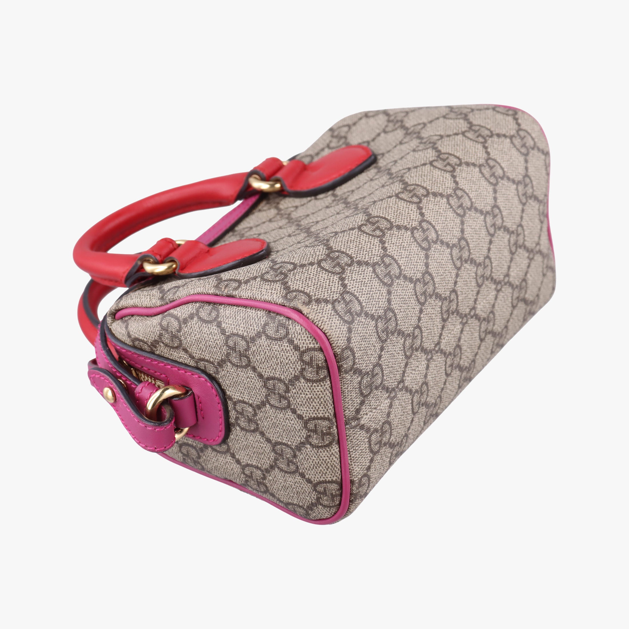 Secondhand Gucci GG SUPREME Beige x Red x Pink PVC coated canvas×leather 432123 shoulderbag | stylenewstar