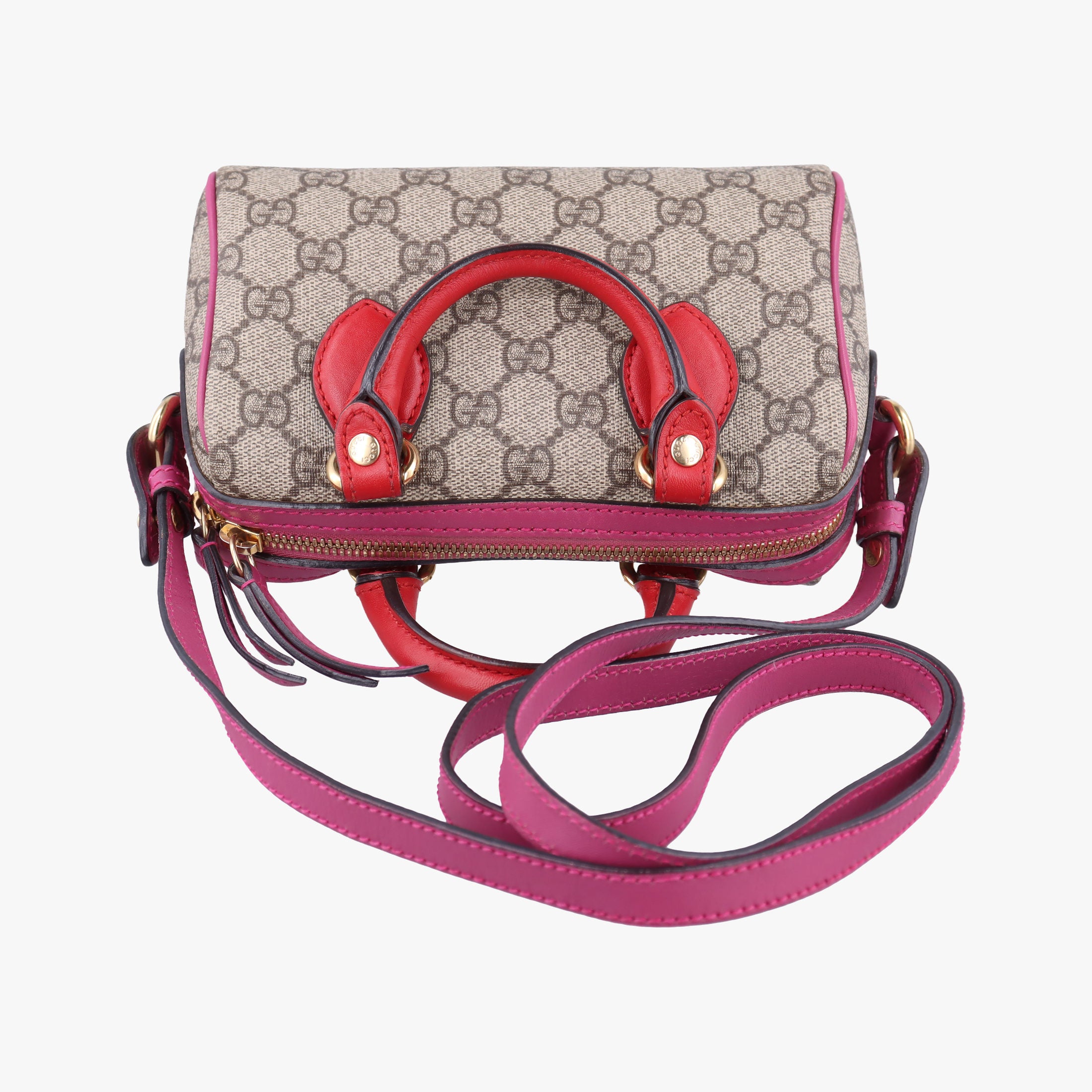 Secondhand Gucci GG SUPREME Beige x Red x Pink PVC coated canvas×leather 432123 shoulderbag | stylenewstar
