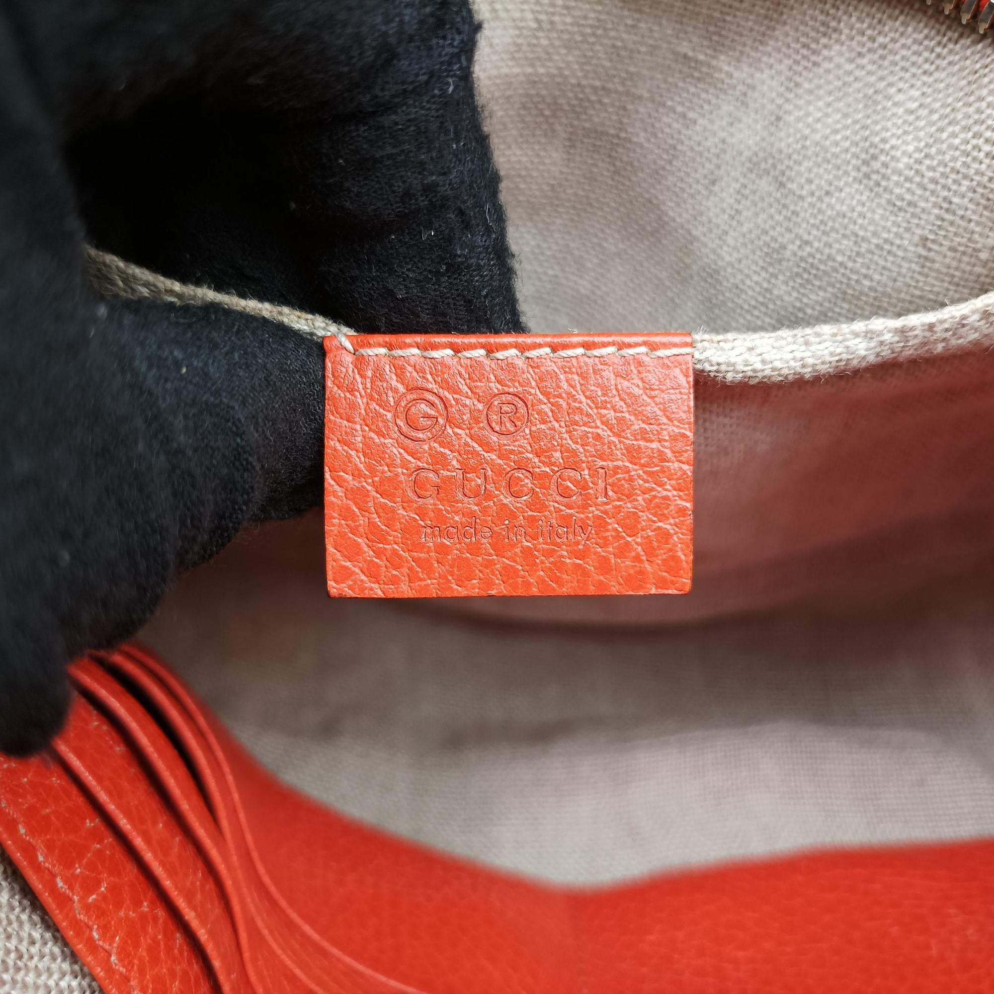 Pre-owned Gucci Bree Microguccissima beige×orange canvas×leather 449413 shoulderbag | stylenewstar