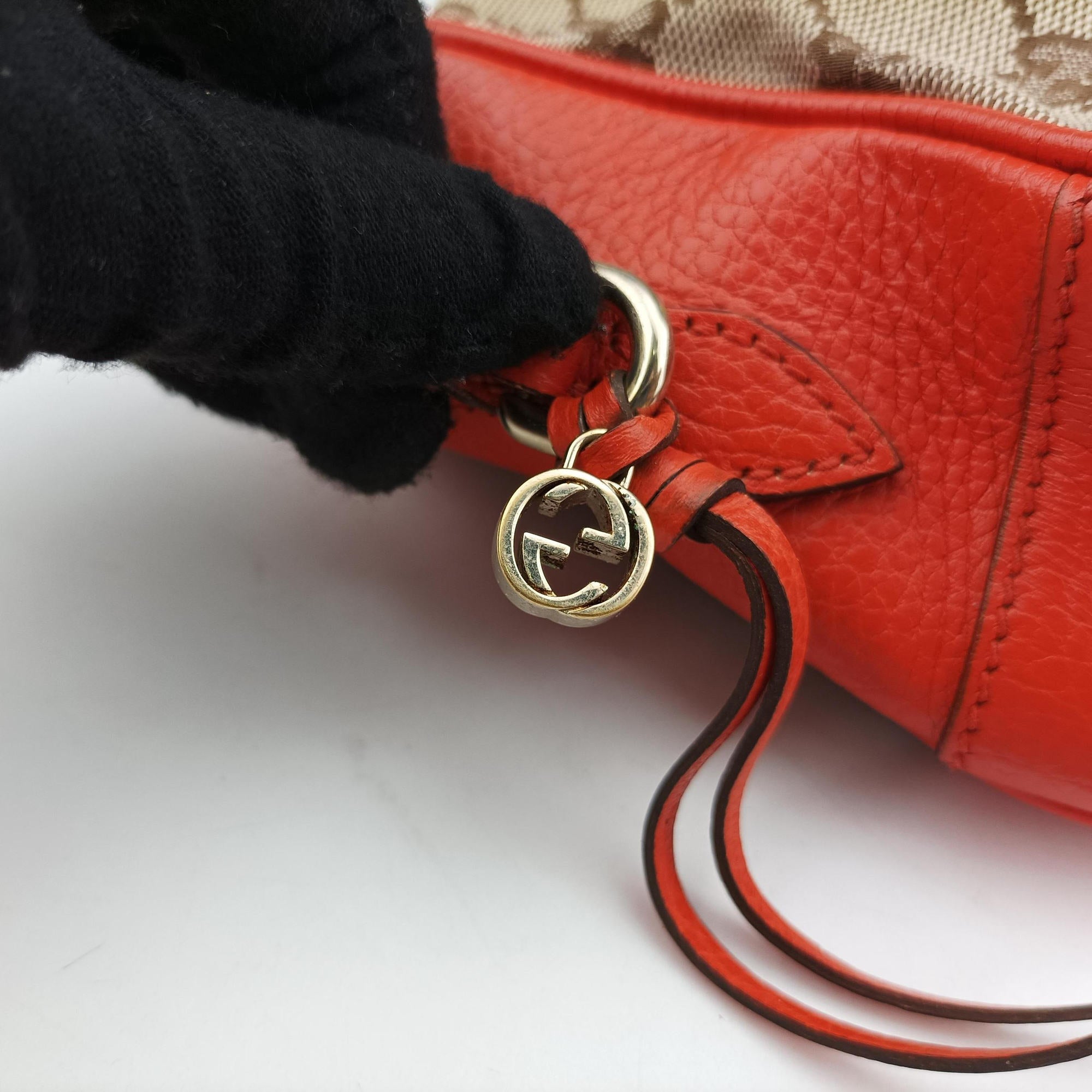 Pre-owned Gucci Bree Microguccissima beige×orange canvas×leather 449413 shoulderbag | stylenewstar