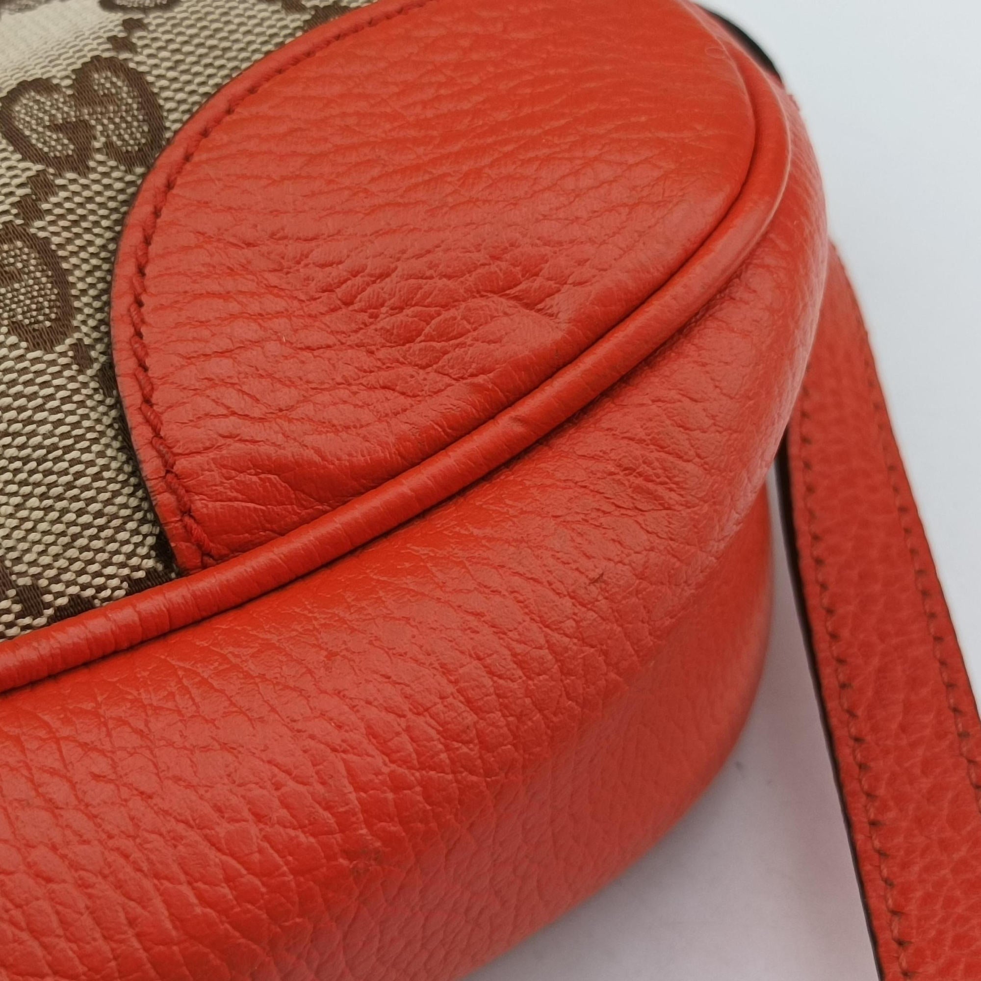 Pre-owned Gucci Bree Microguccissima beige×orange canvas×leather 449413 shoulderbag | stylenewstar