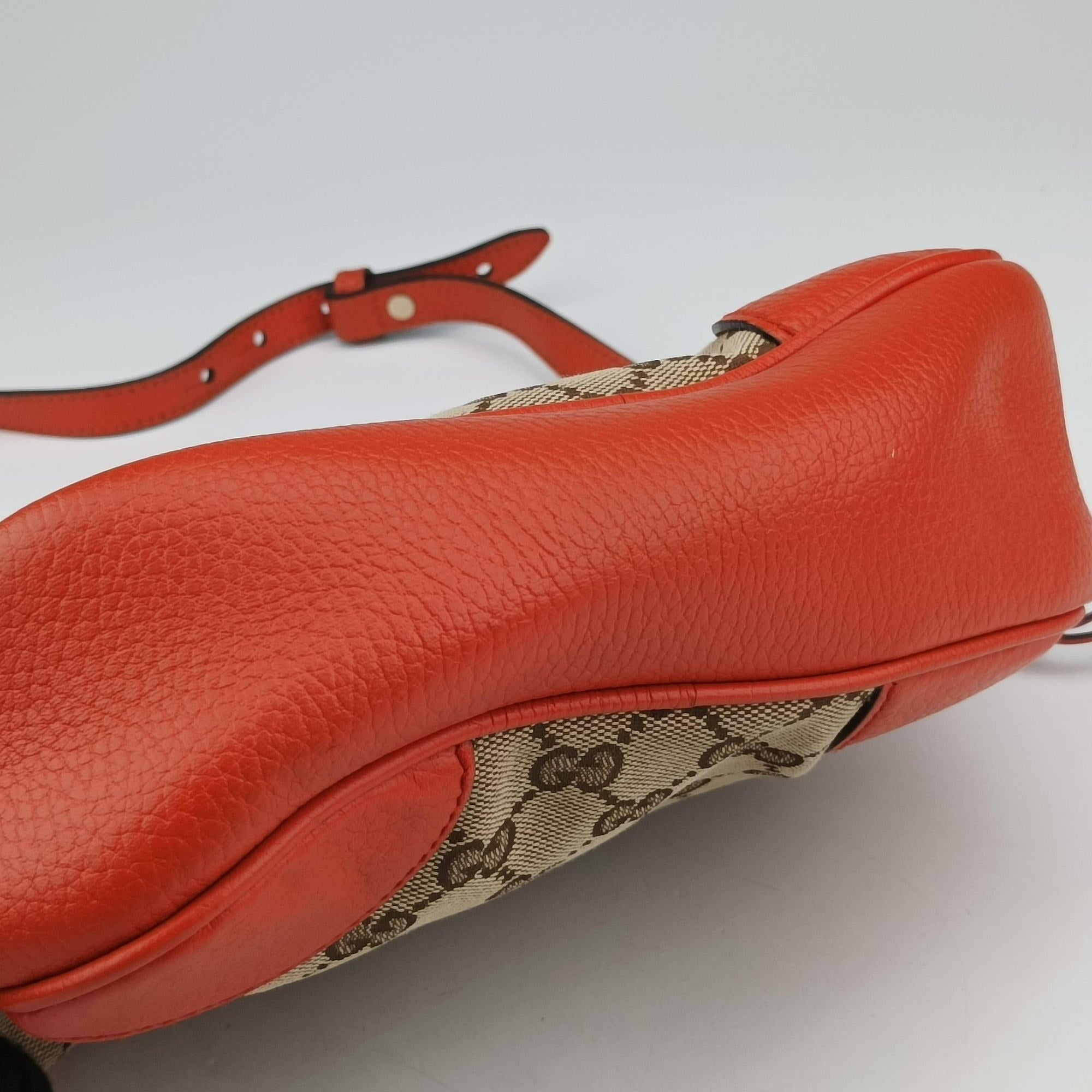 Pre-owned Gucci Bree Microguccissima beige×orange canvas×leather 449413 shoulderbag | stylenewstar