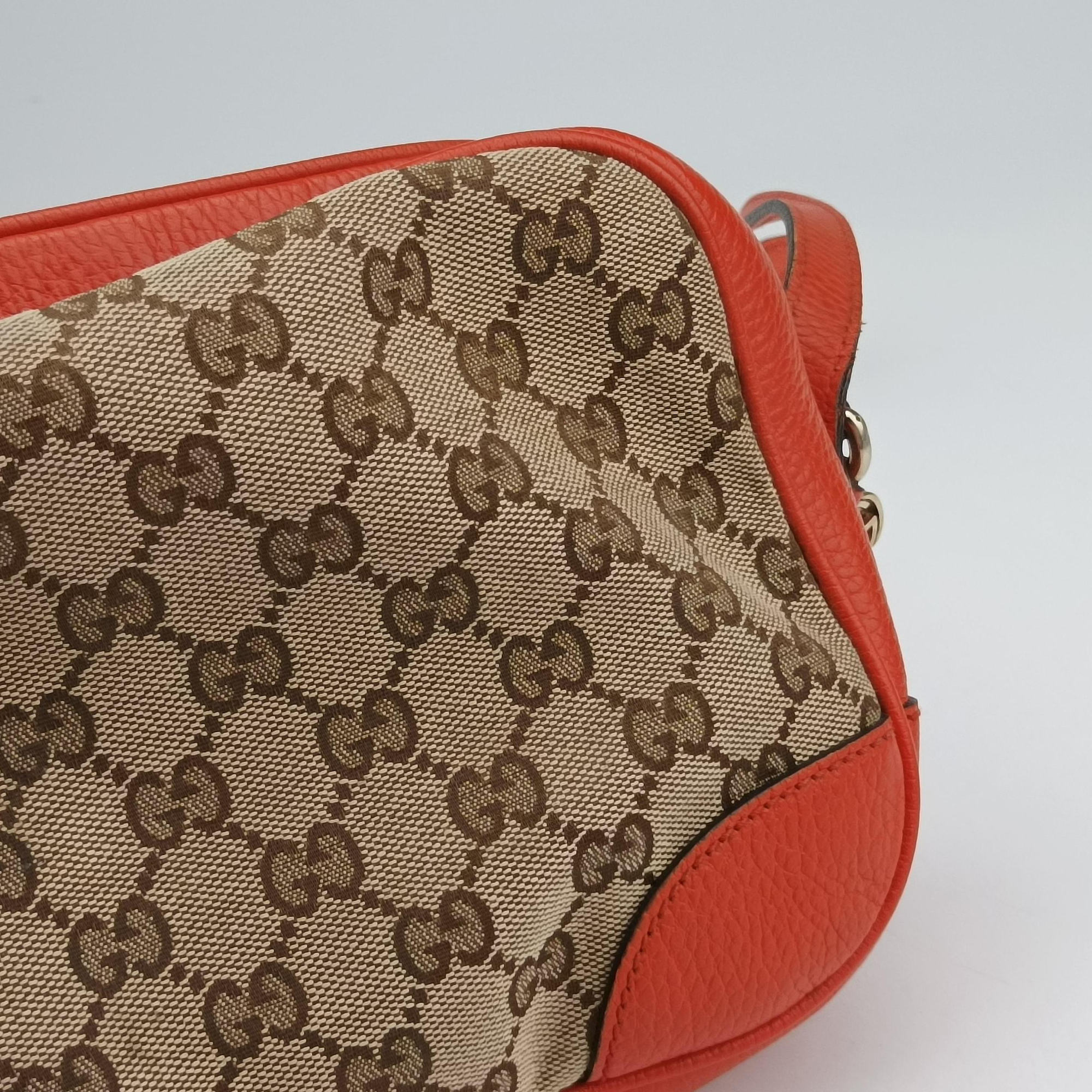 Pre-owned Gucci Bree Microguccissima beige×orange canvas×leather 449413 shoulderbag | stylenewstar