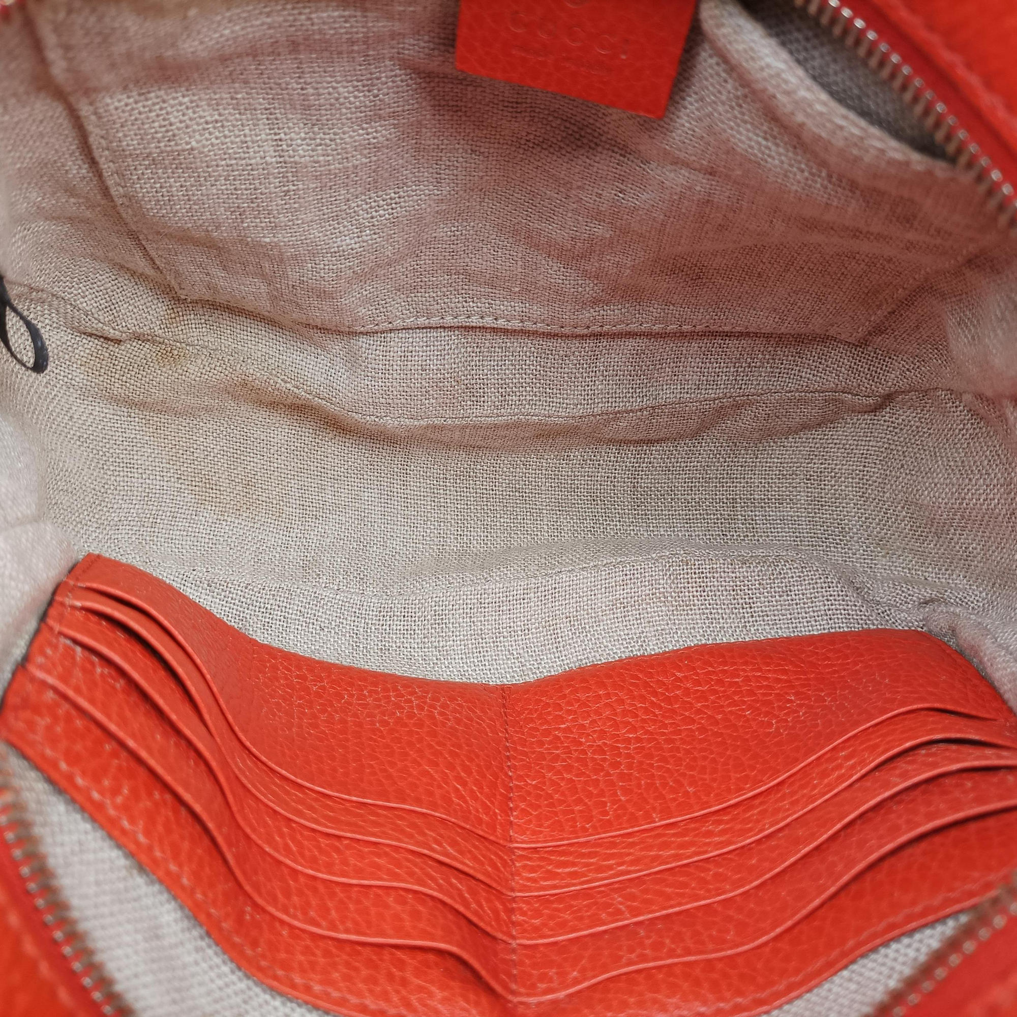 Pre-owned Gucci Bree Microguccissima beige×orange canvas×leather 449413 shoulderbag | stylenewstar