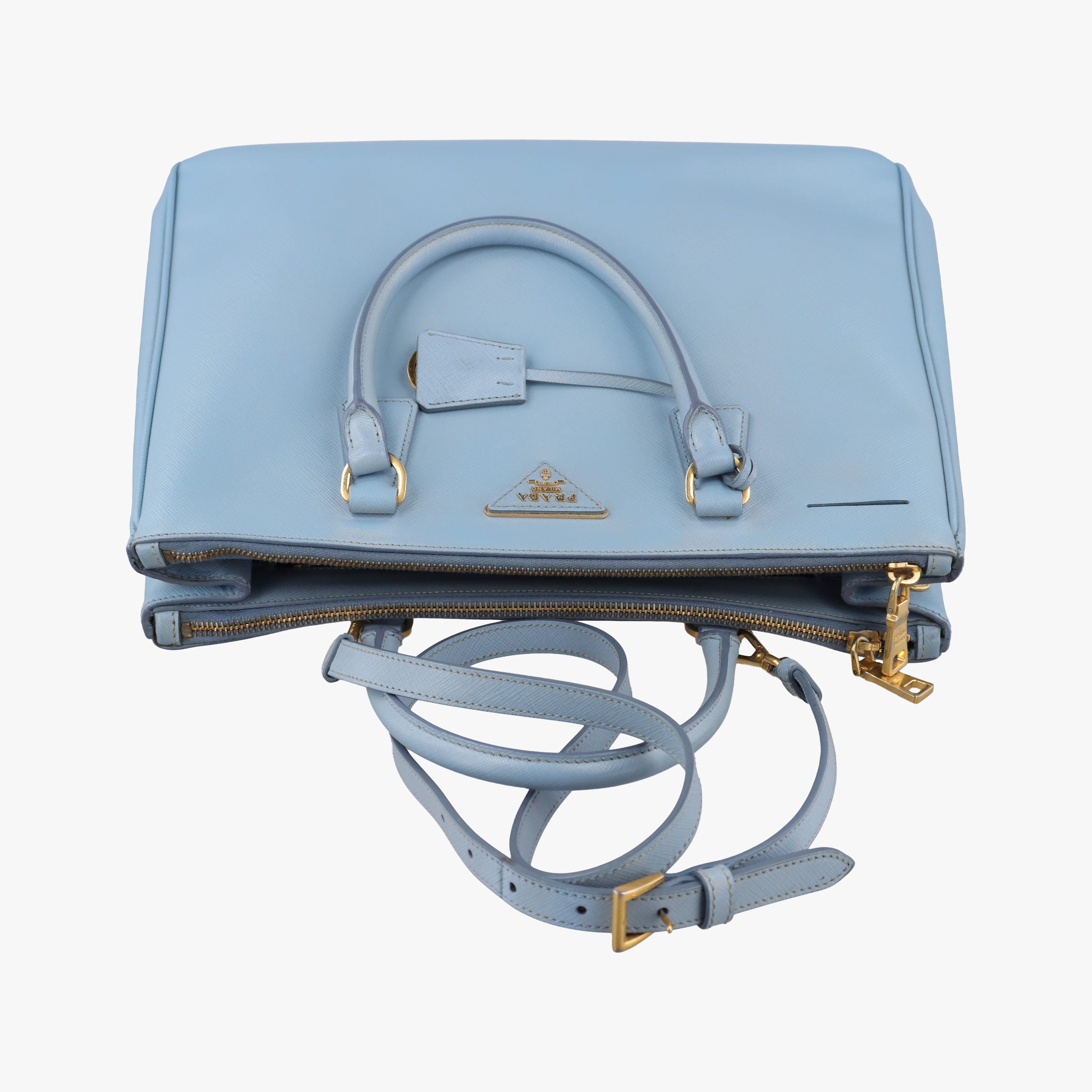 Vintage Prada Galleria Blue SAFFIANO Leather BN1801 shoulderbag | stylenewstar