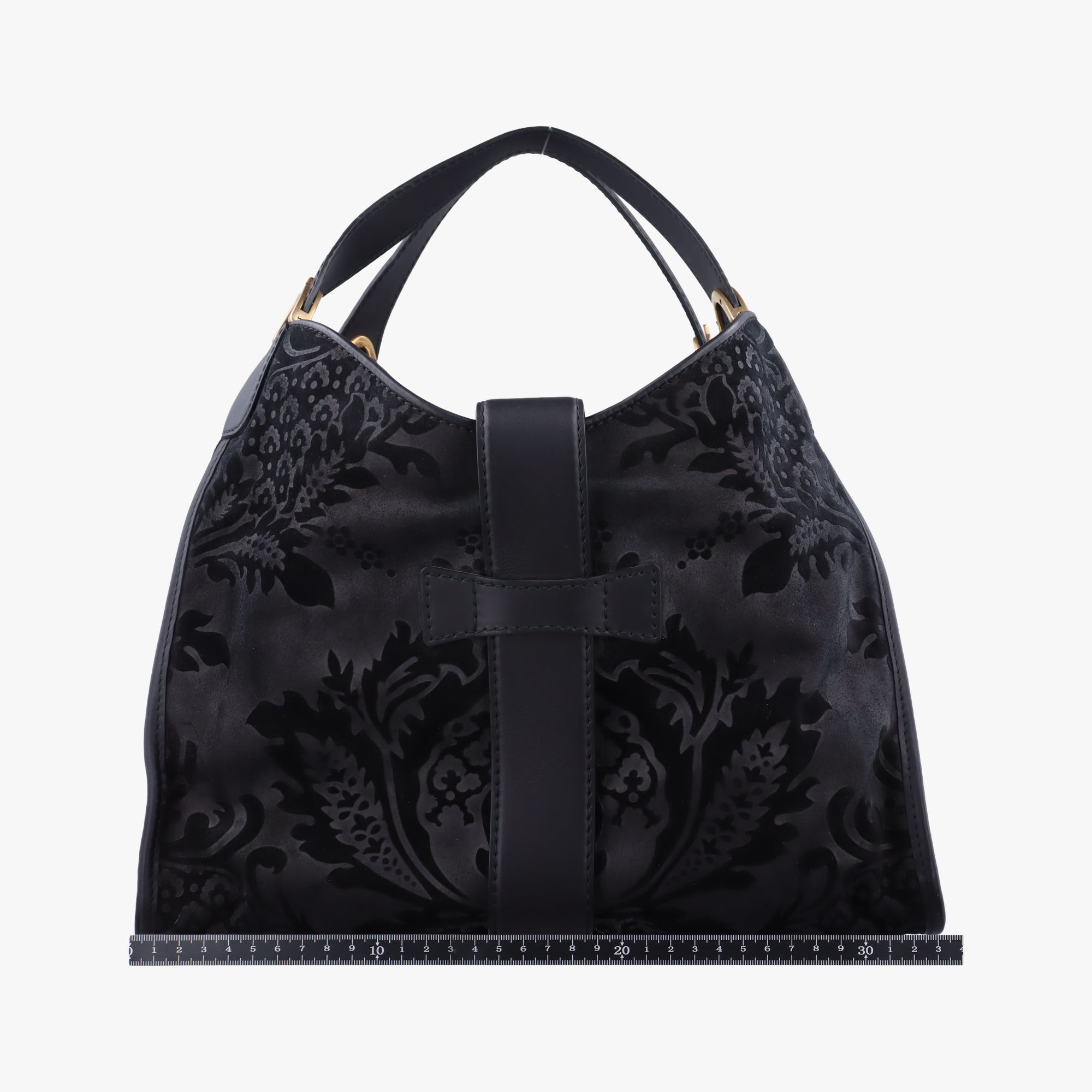 Pre-owned Gucci Brocade Soft Stirrup Tote Black velour 296856 shoulderbag | stylenewstar